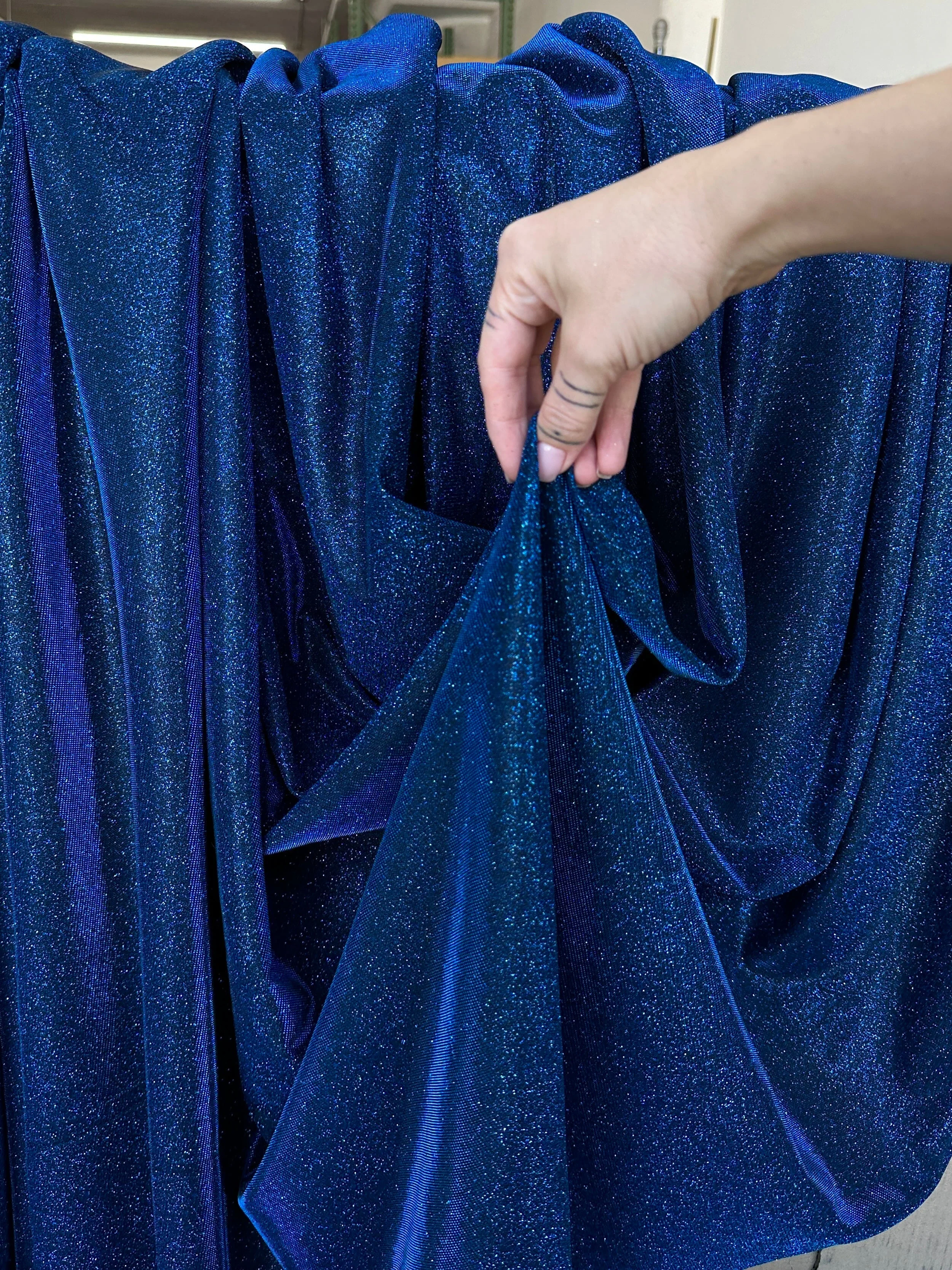 Navy Stretch Metallic Lurex - Image 9
