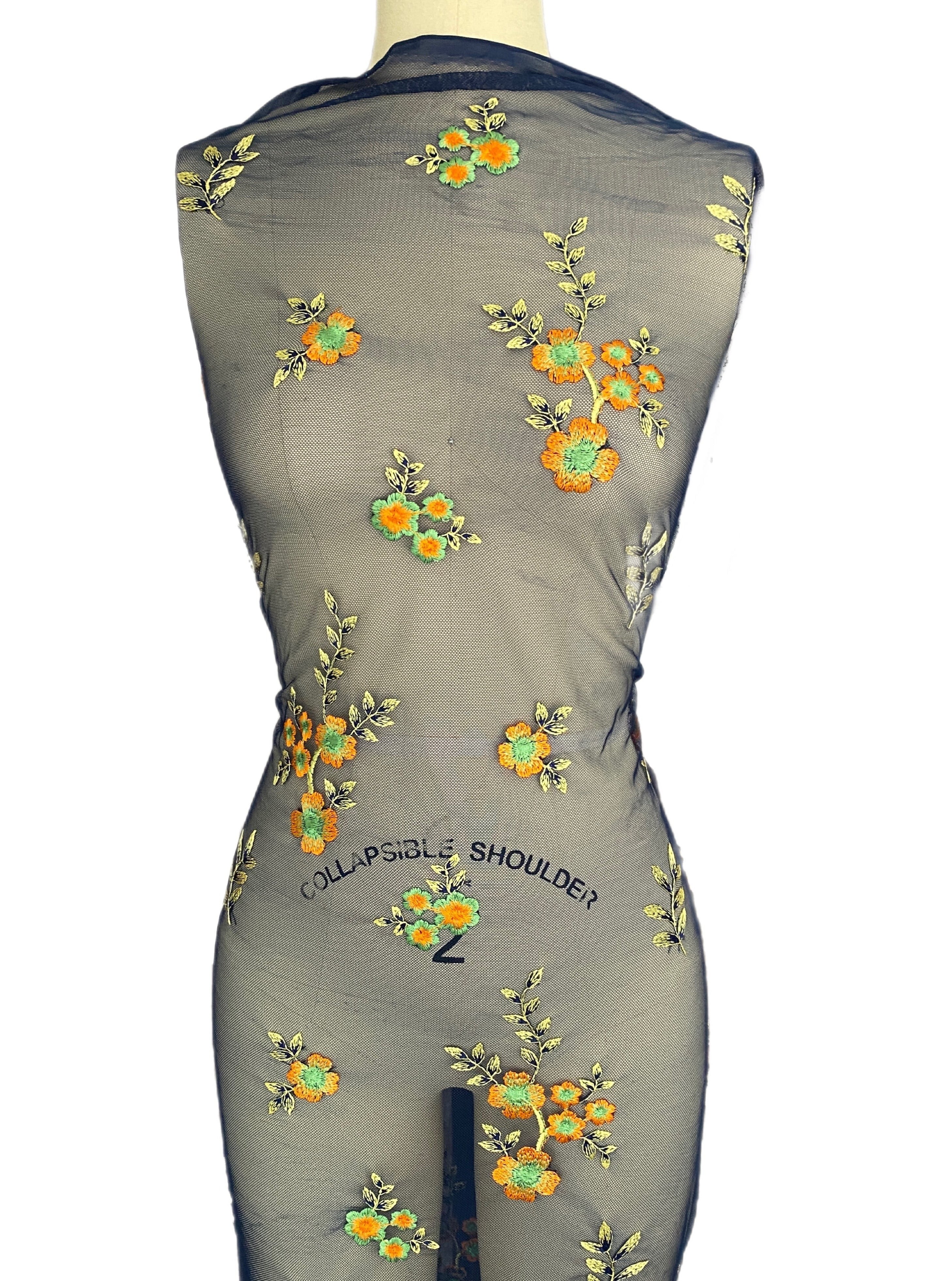 Navy Orange Floral Power Mesh - Image 5