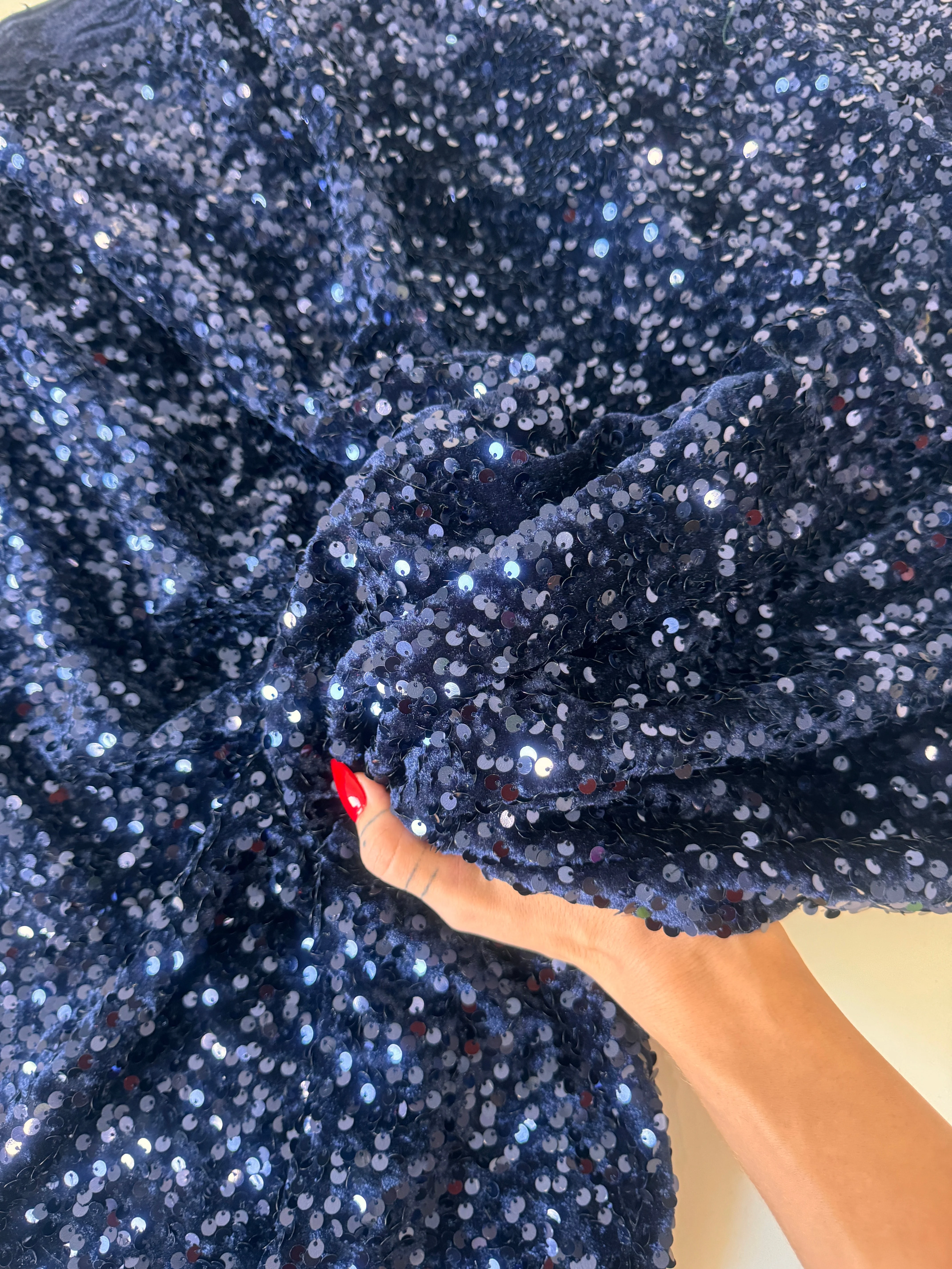 Navy Sequins Velvet - Image 3