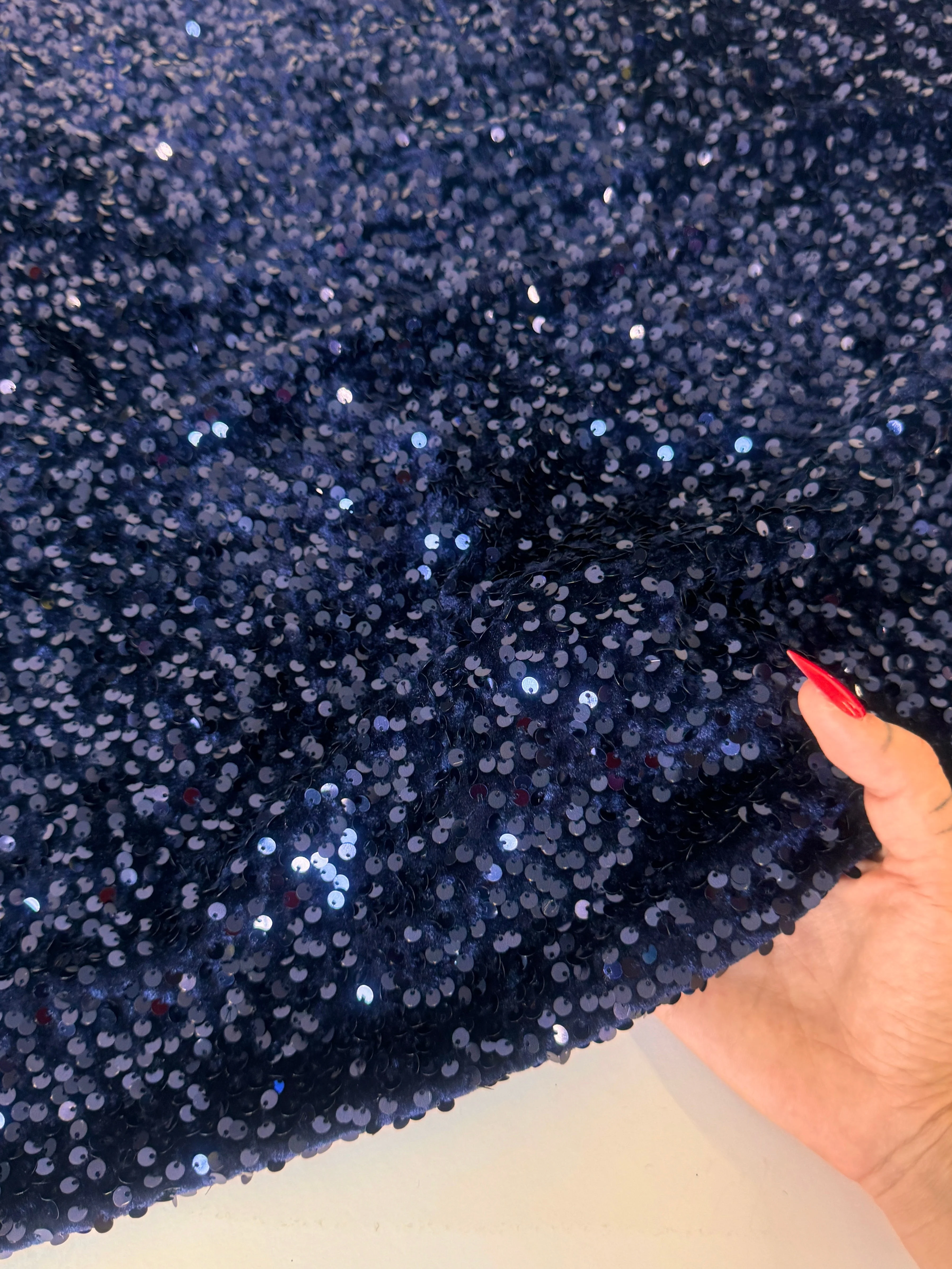 Navy Sequins Velvet - Image 6