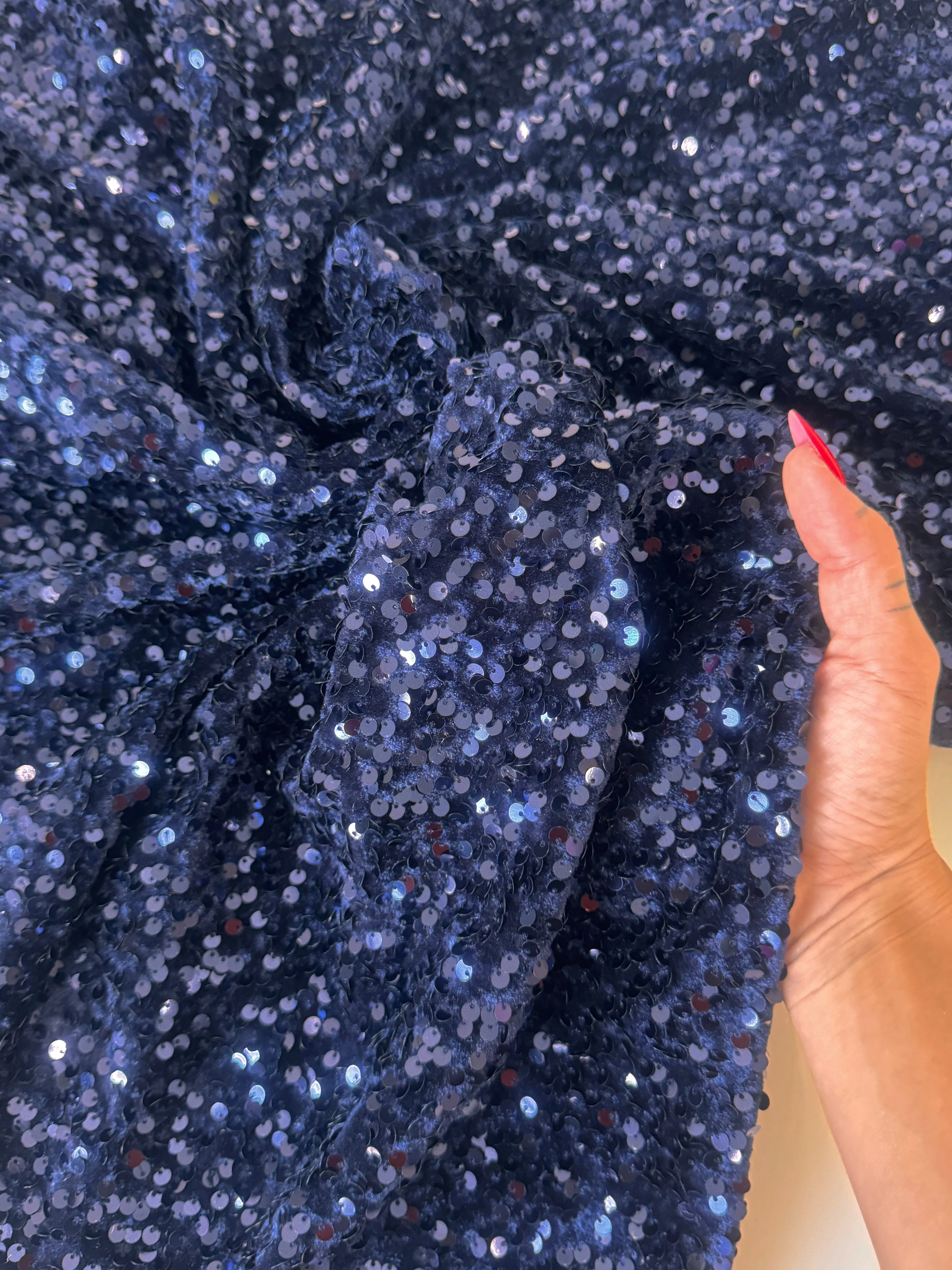 Navy Sequins Velvet - Image 8