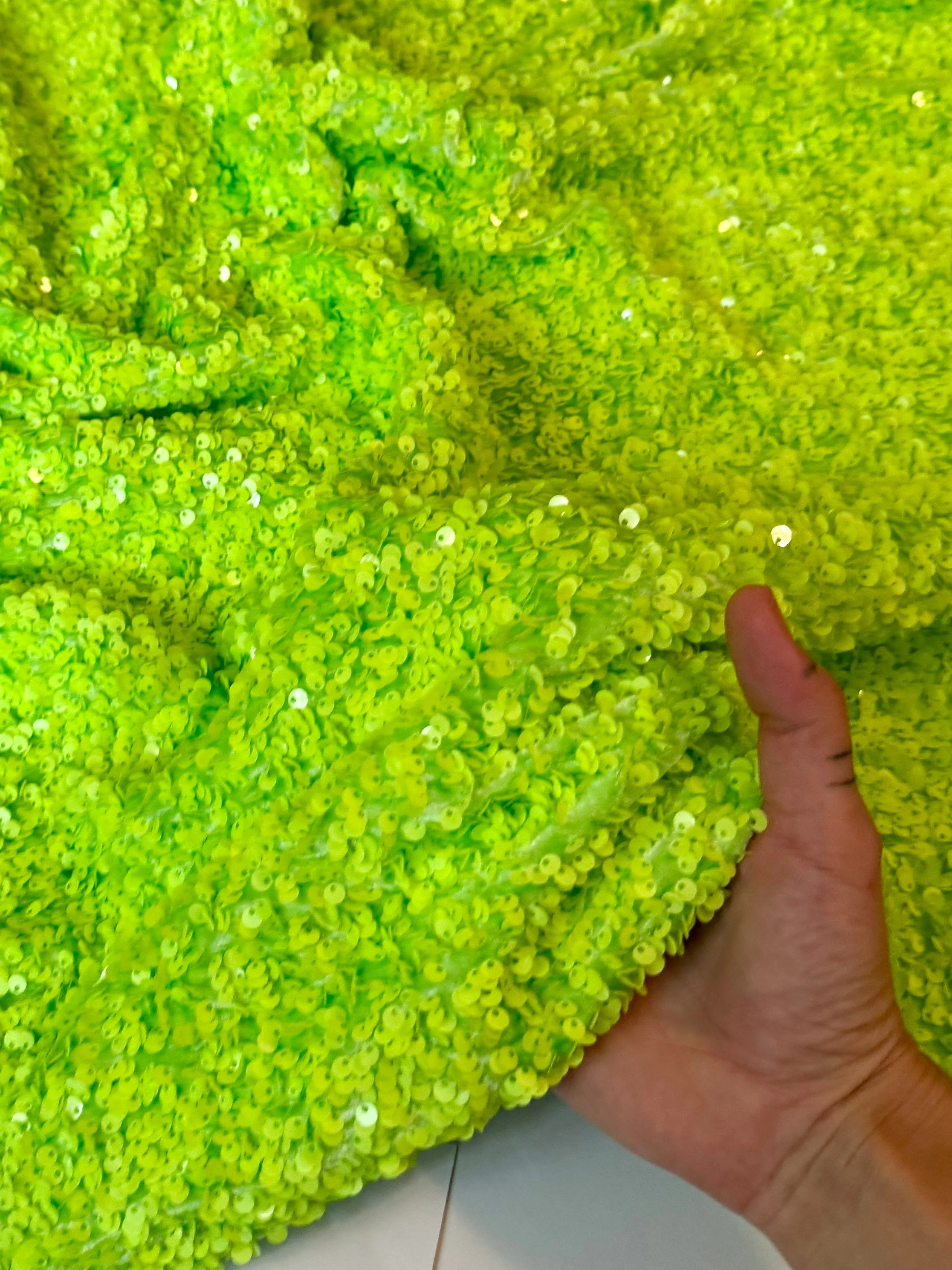 Neon Green Sequin on Velvet (Exclusive Color) - Image 3