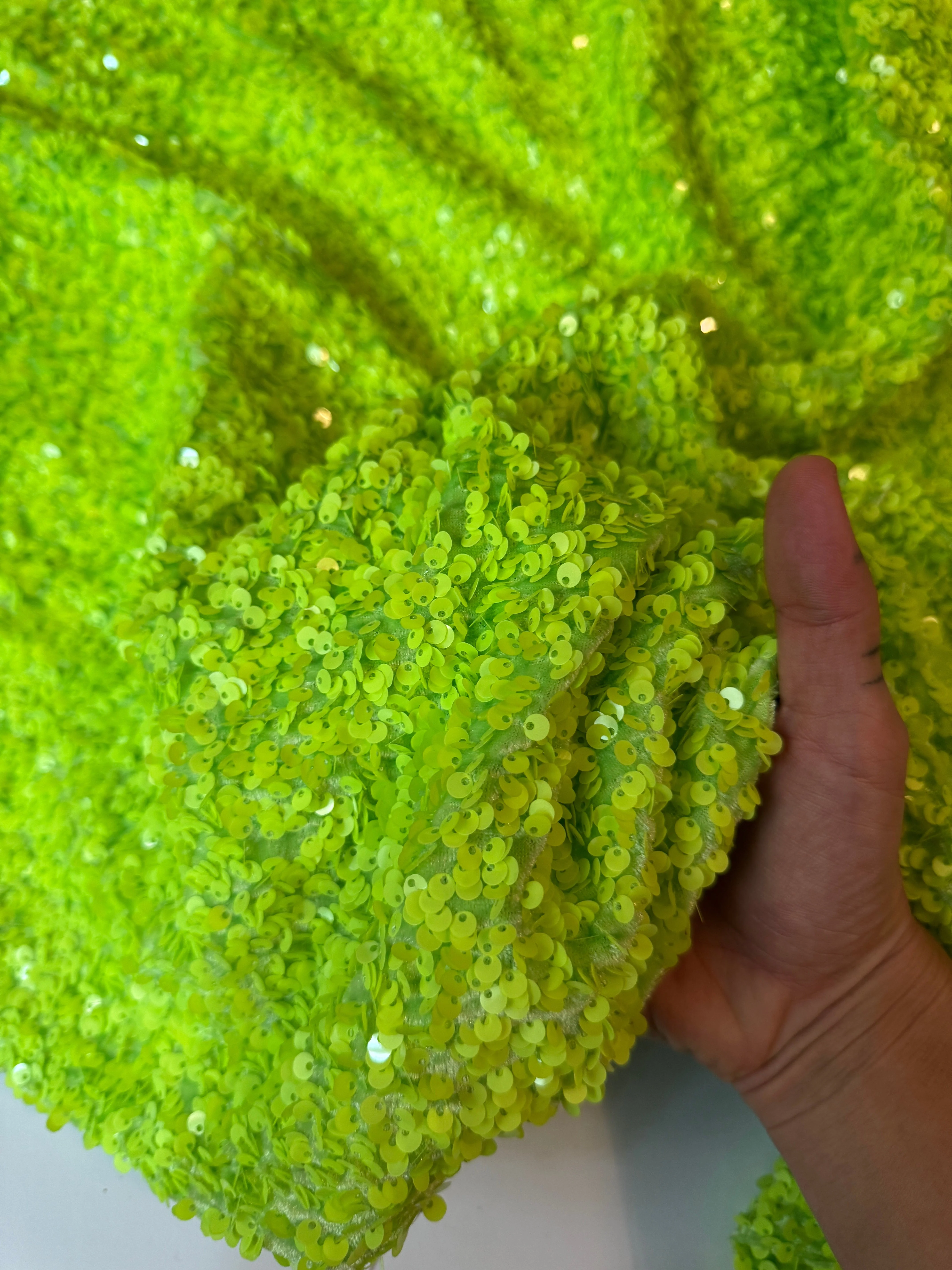 Neon Green Sequin on Velvet (Exclusive Color) - Image 5