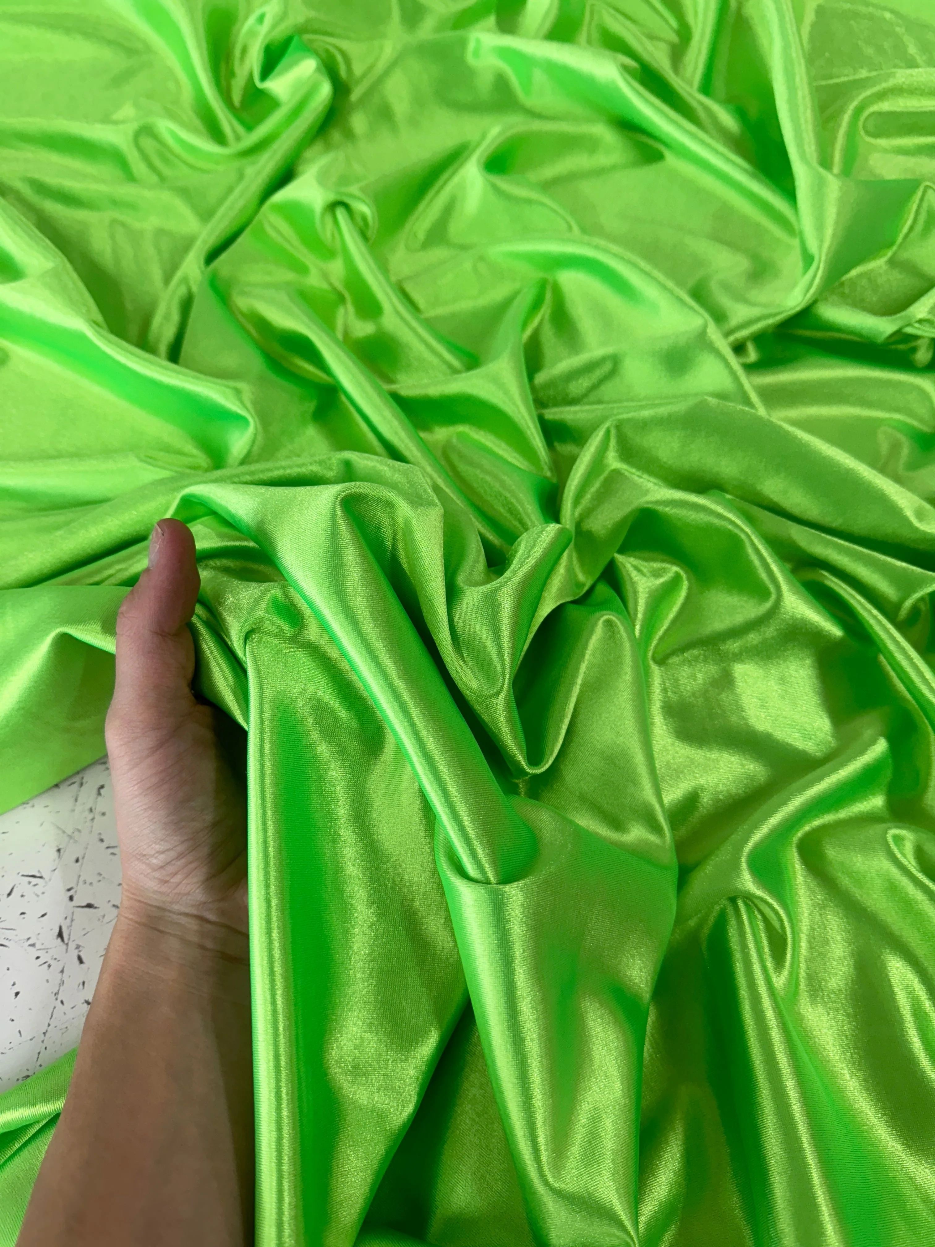 Neon Green Shiny Nylon Spandex - Image 2