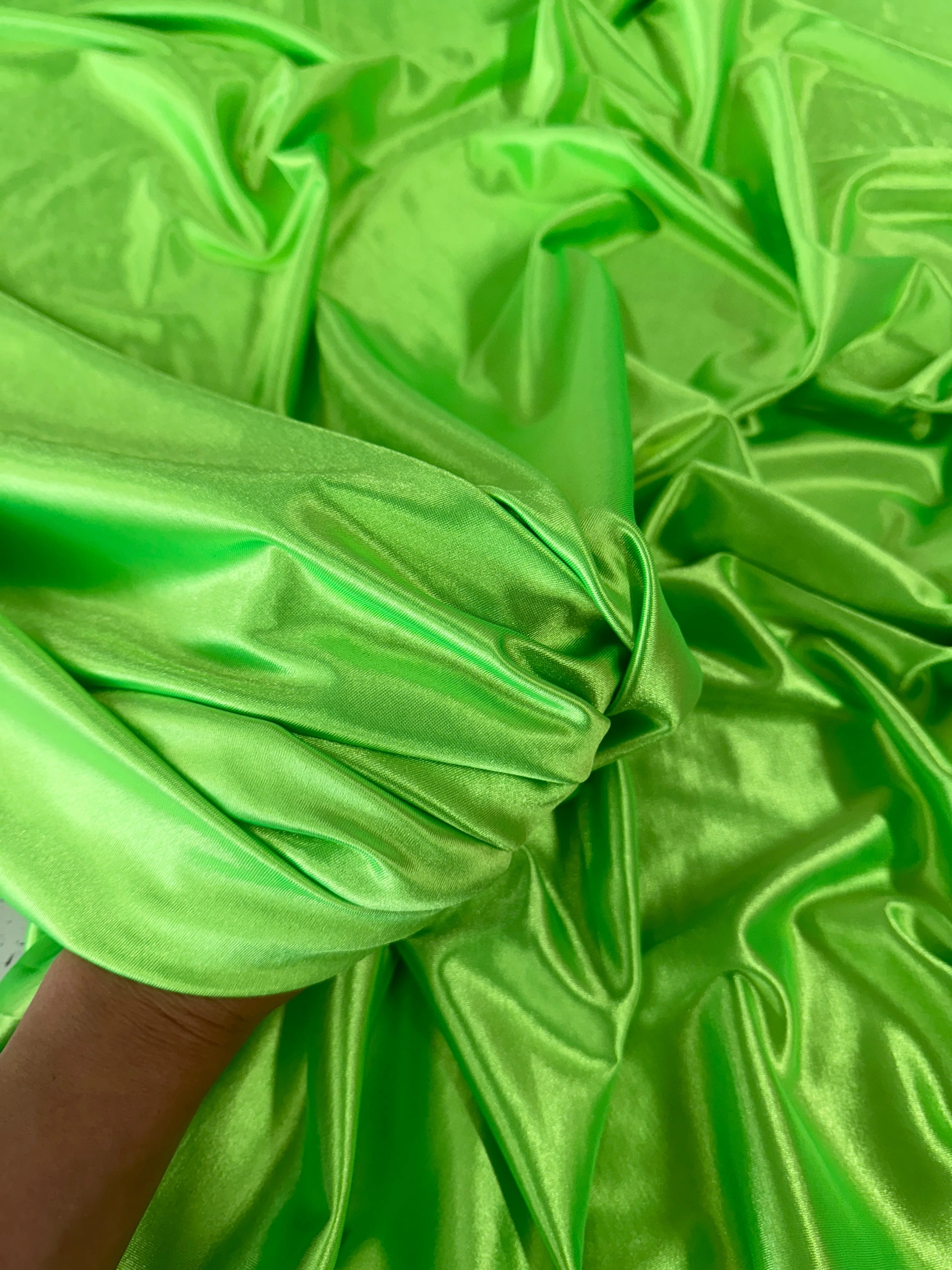 Neon Green Shiny Nylon Spandex - Image 3