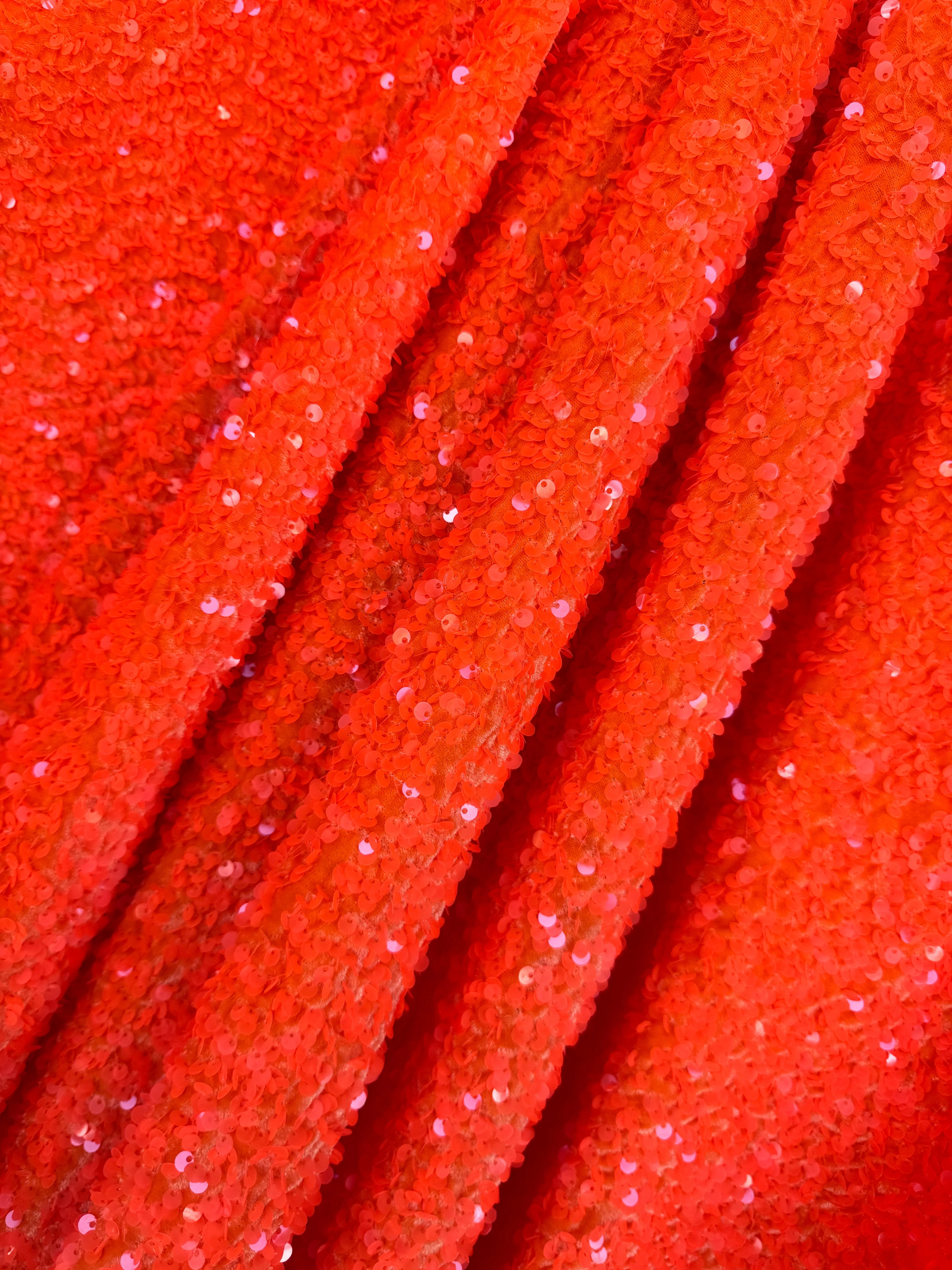 Neon Orange Sequin on Velvet - Image 11