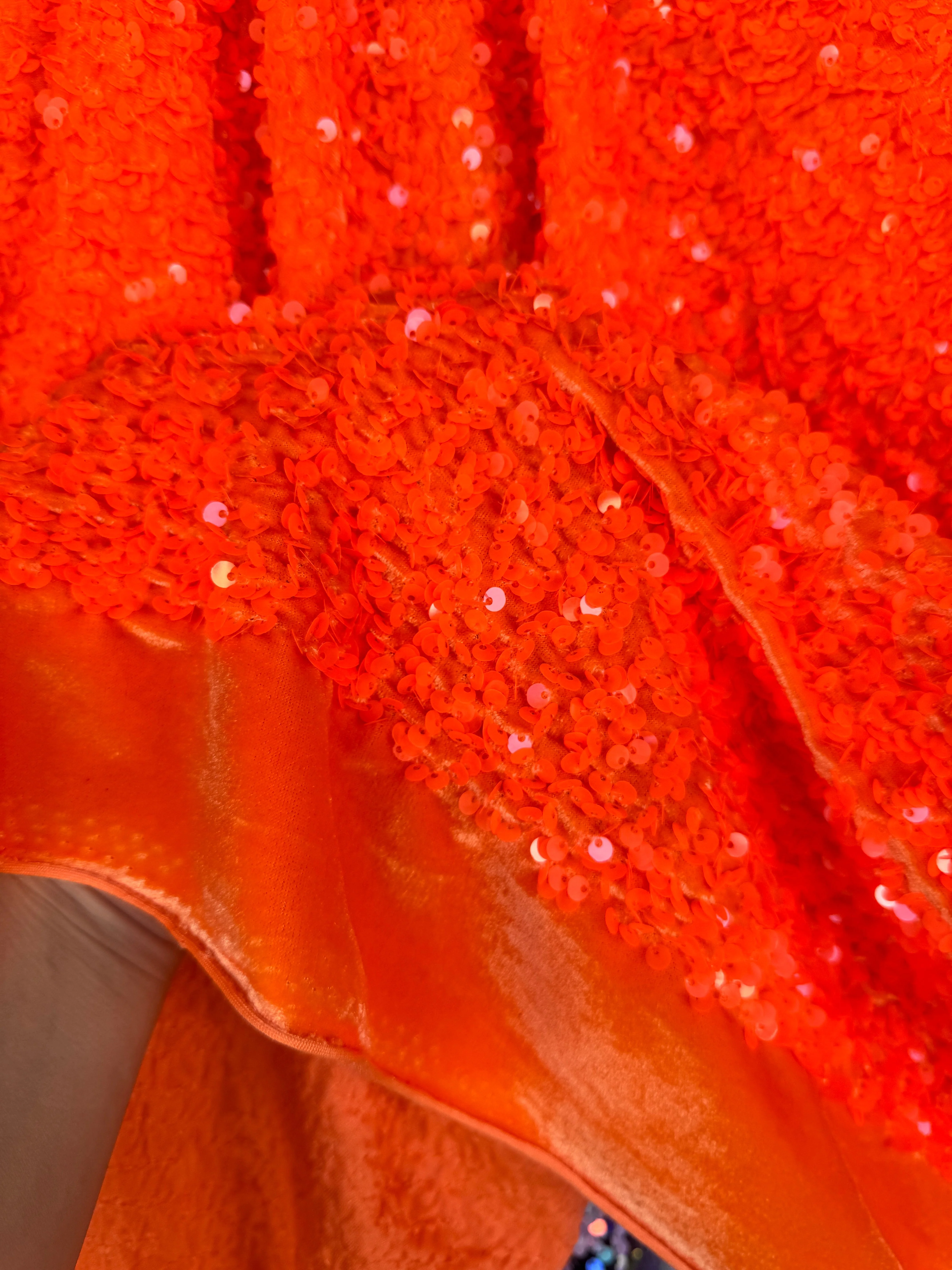 Neon Orange Sequin on Velvet - Image 3