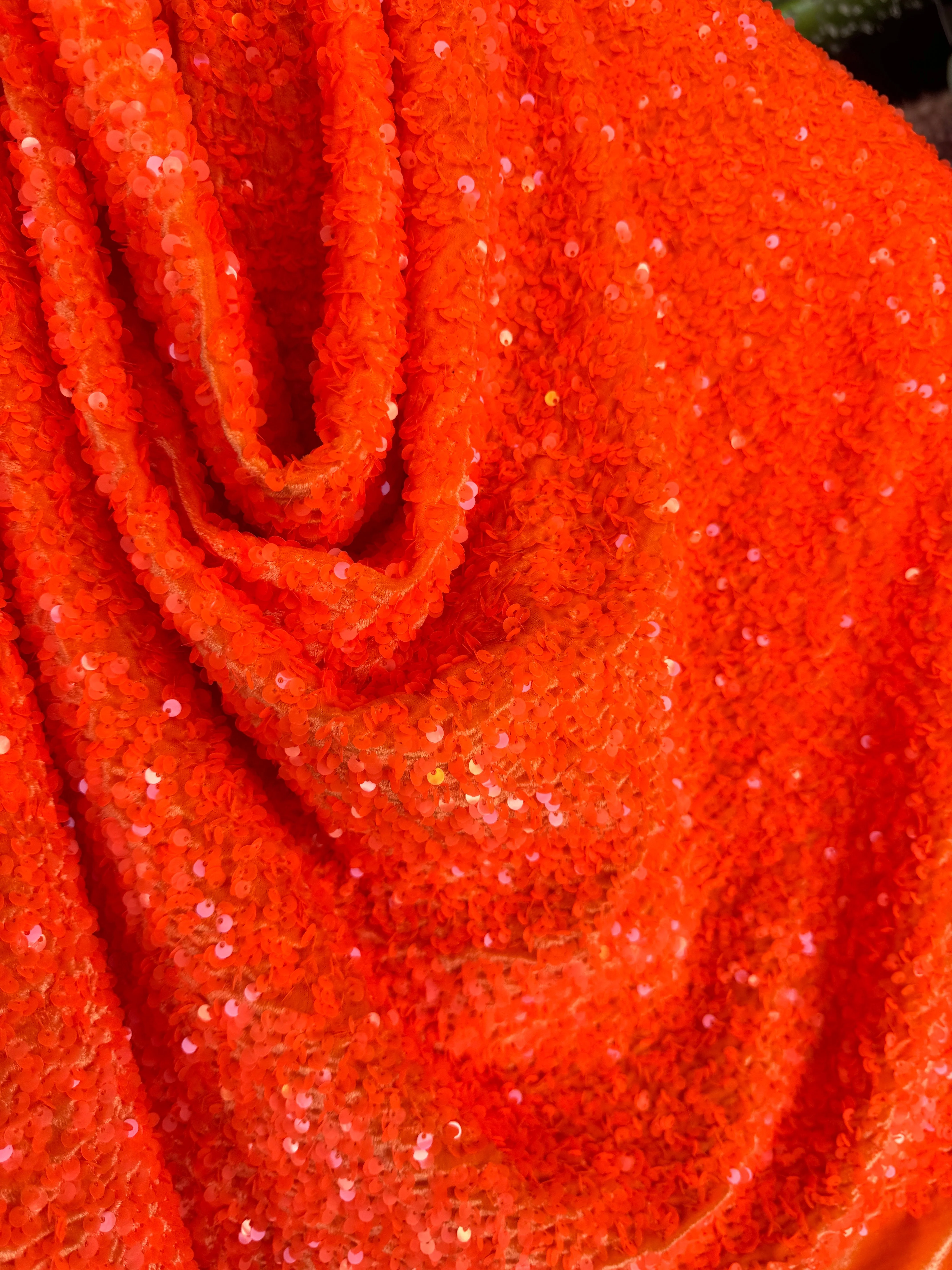 Neon Orange Sequin on Velvet - Image 5