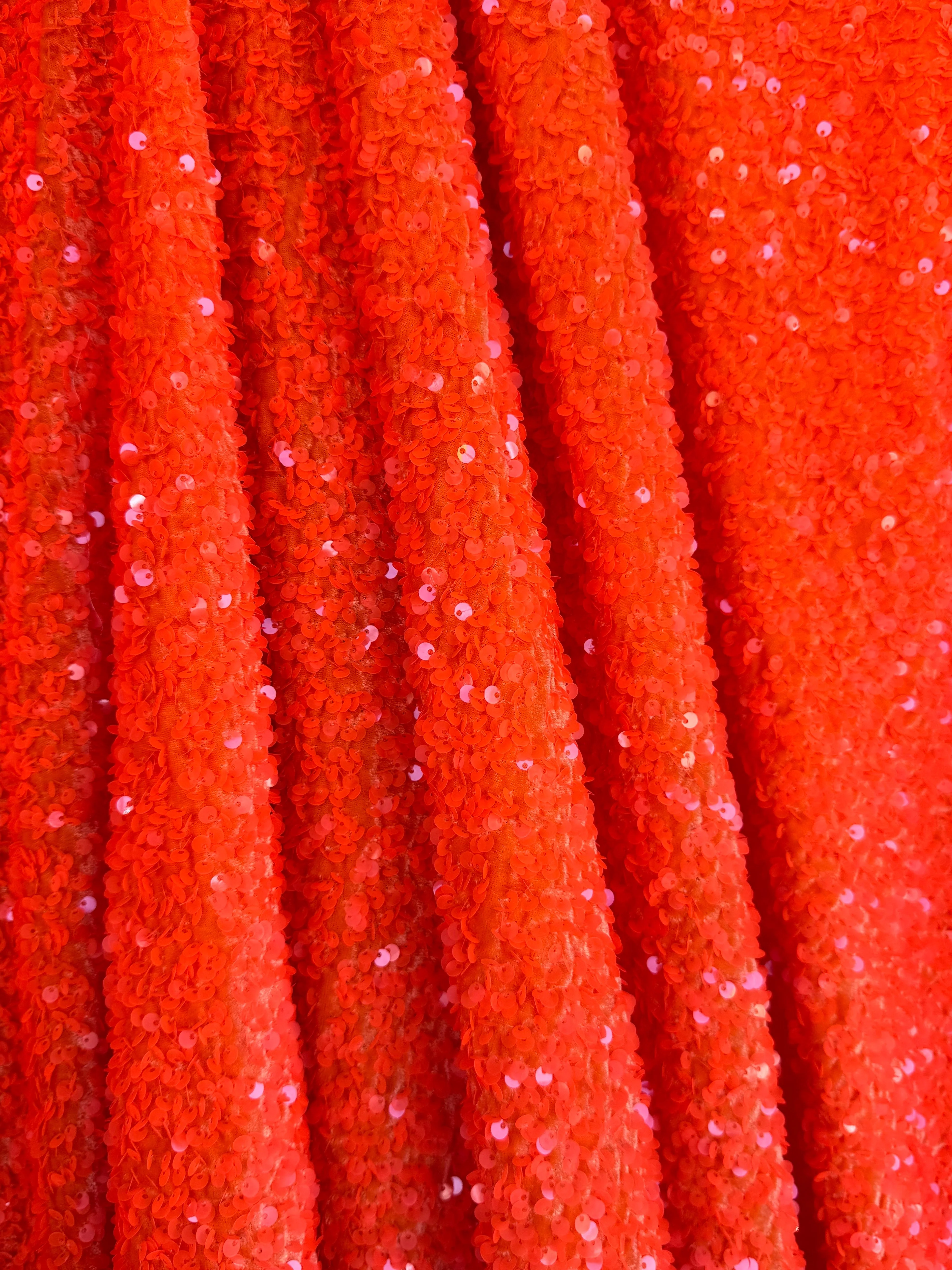 Neon Orange Sequin on Velvet - Image 6