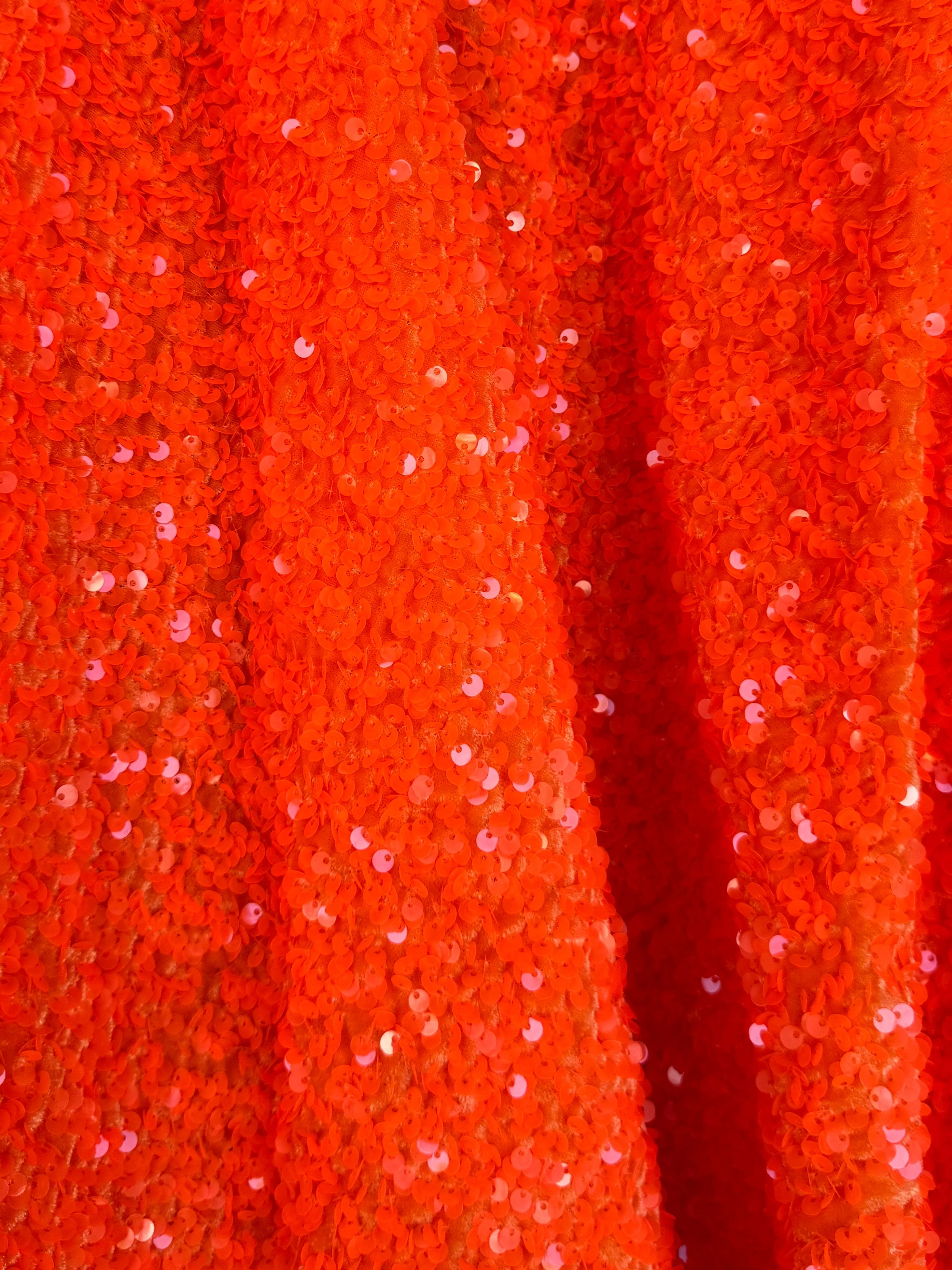 Neon Orange Sequin on Velvet - Image 8