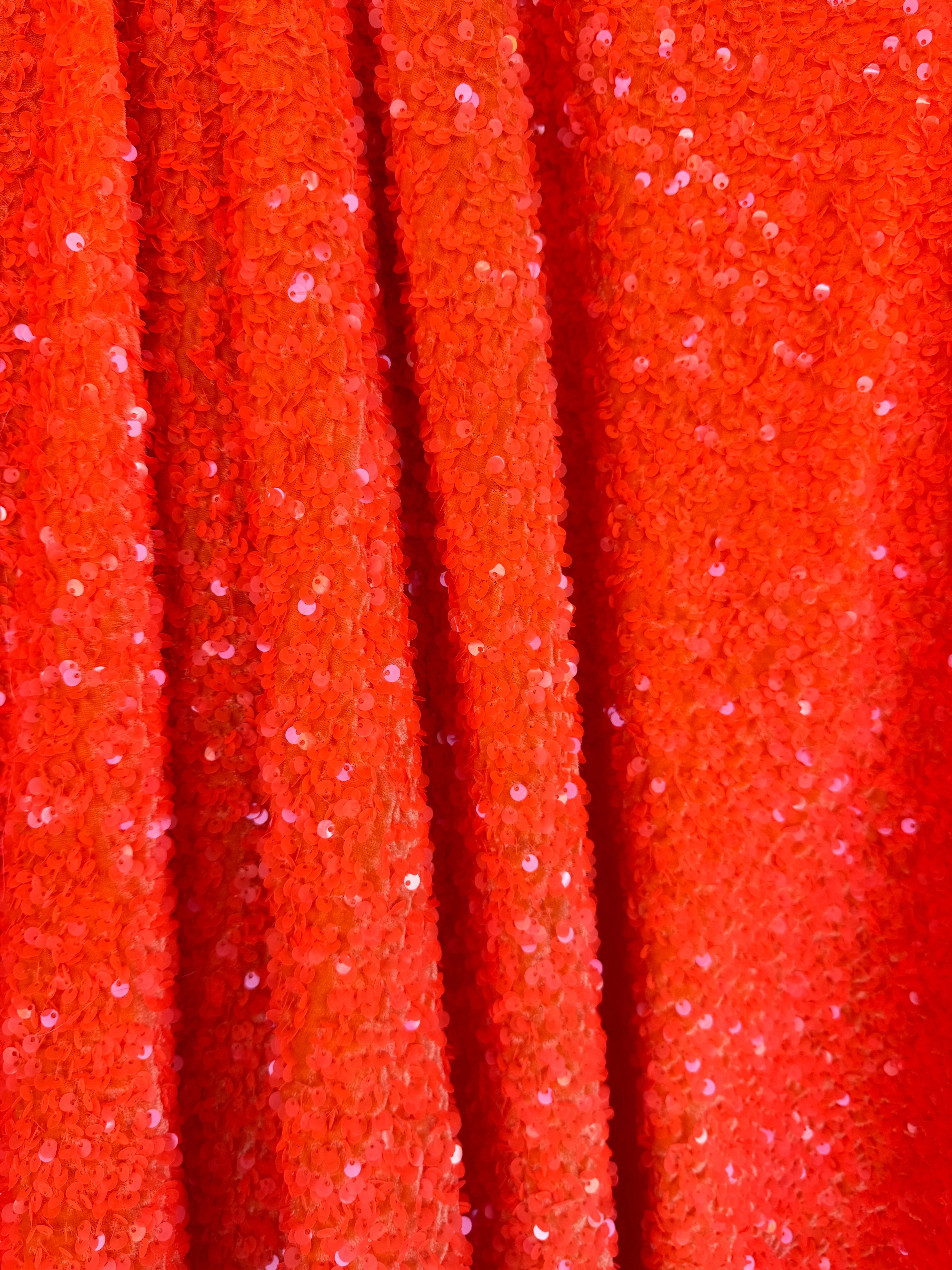 Neon Orange Sequin on Velvet - Image 9
