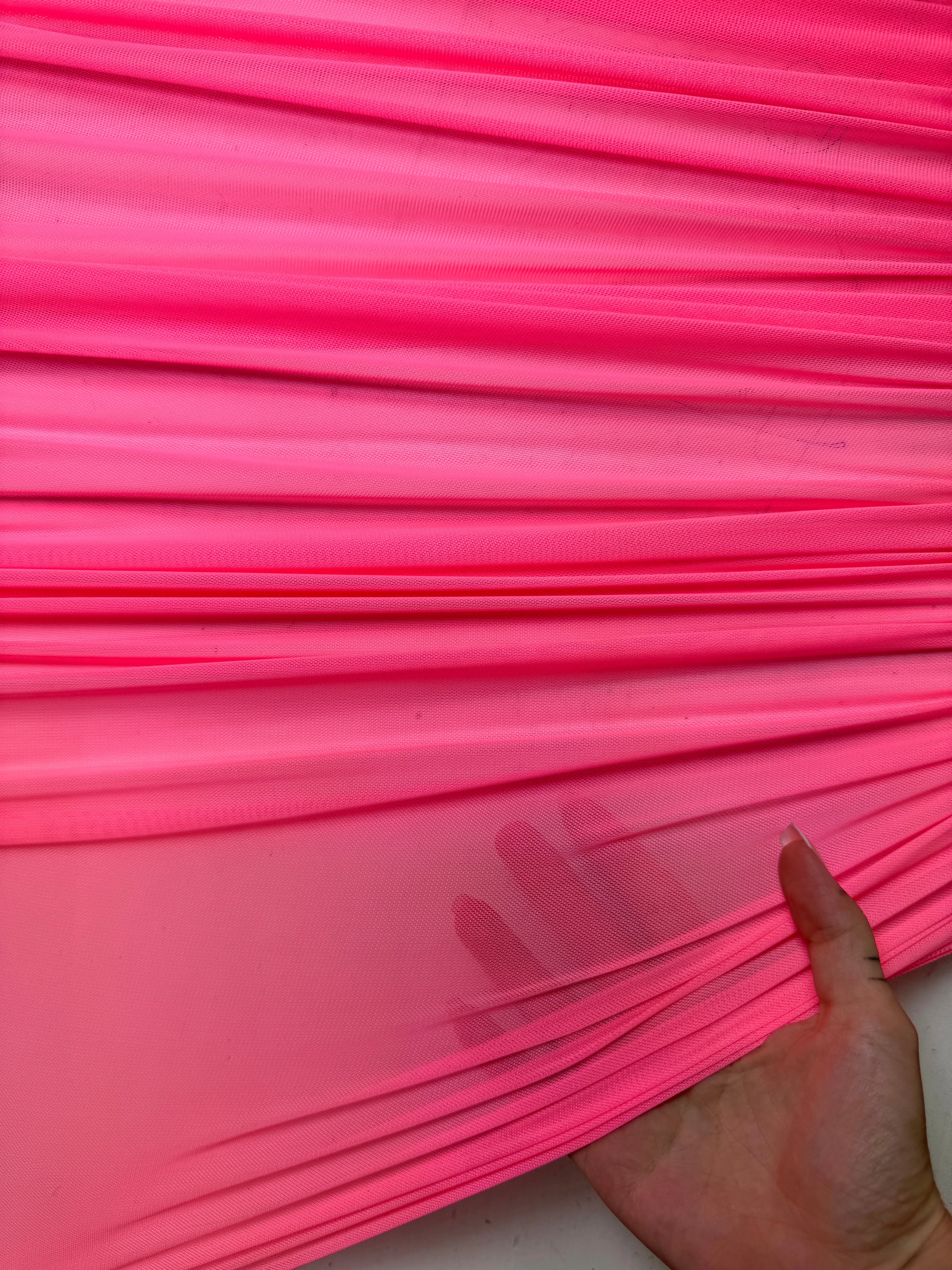 Neon Pink 4 Way Stretch Power Mesh - Image 2