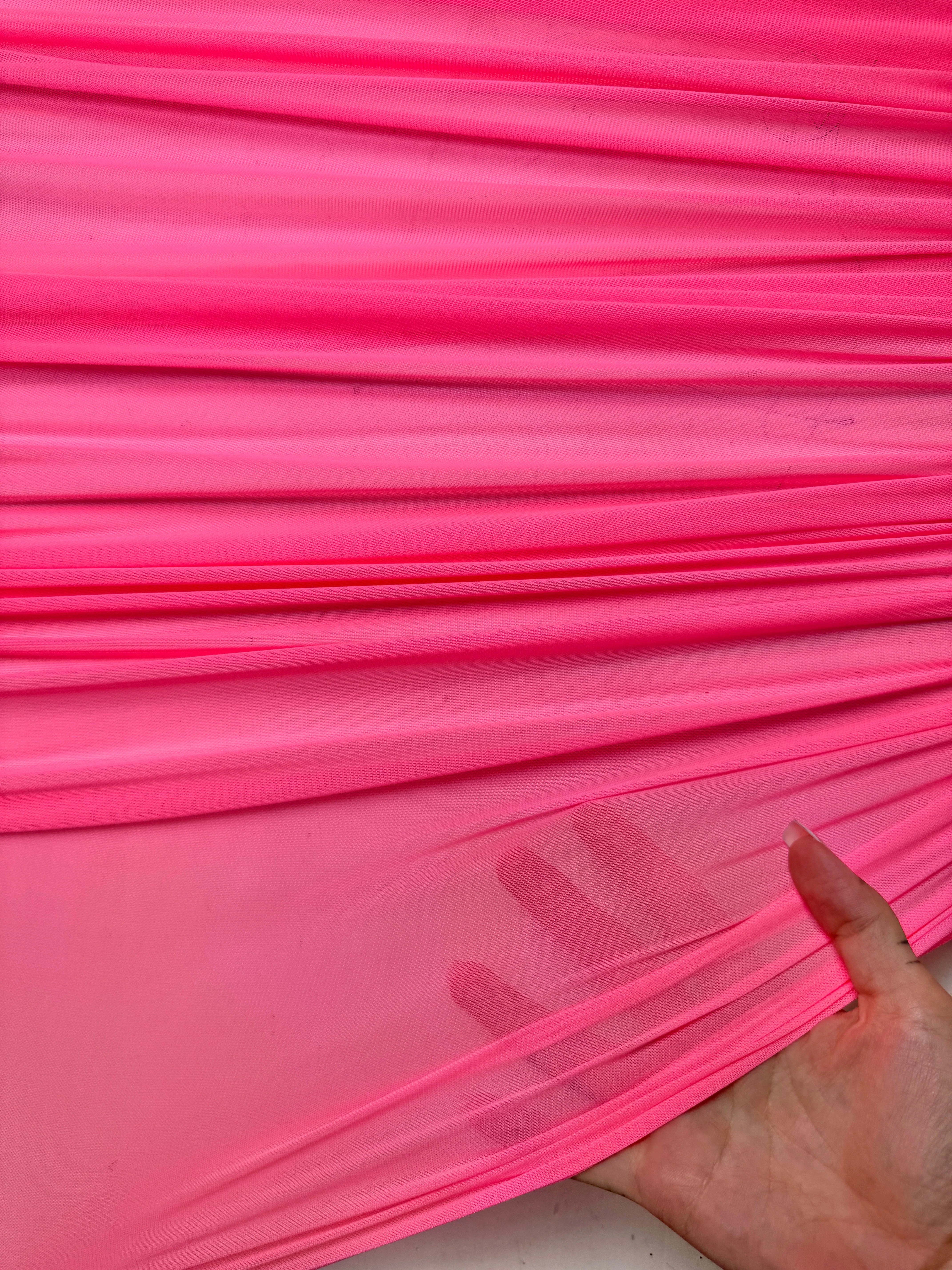 Neon Pink 4 Way Stretch Power Mesh - Image 4