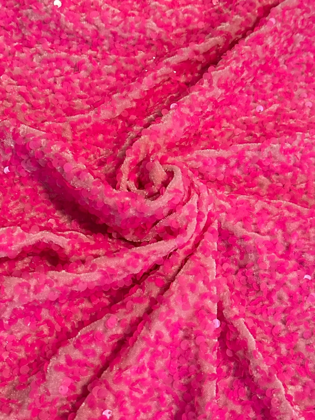 Neon Pink Sequin on Velvet