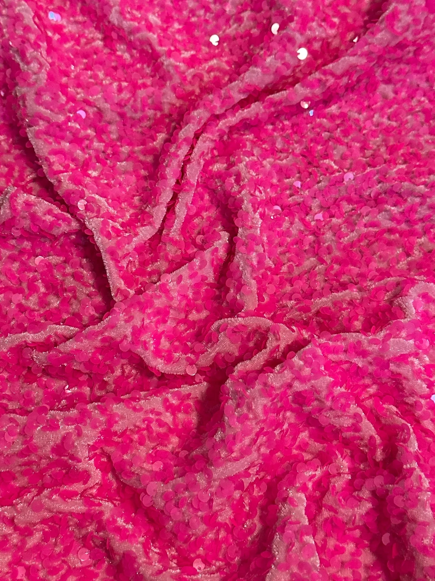 Neon Pink Sequin on Velvet - Image 3
