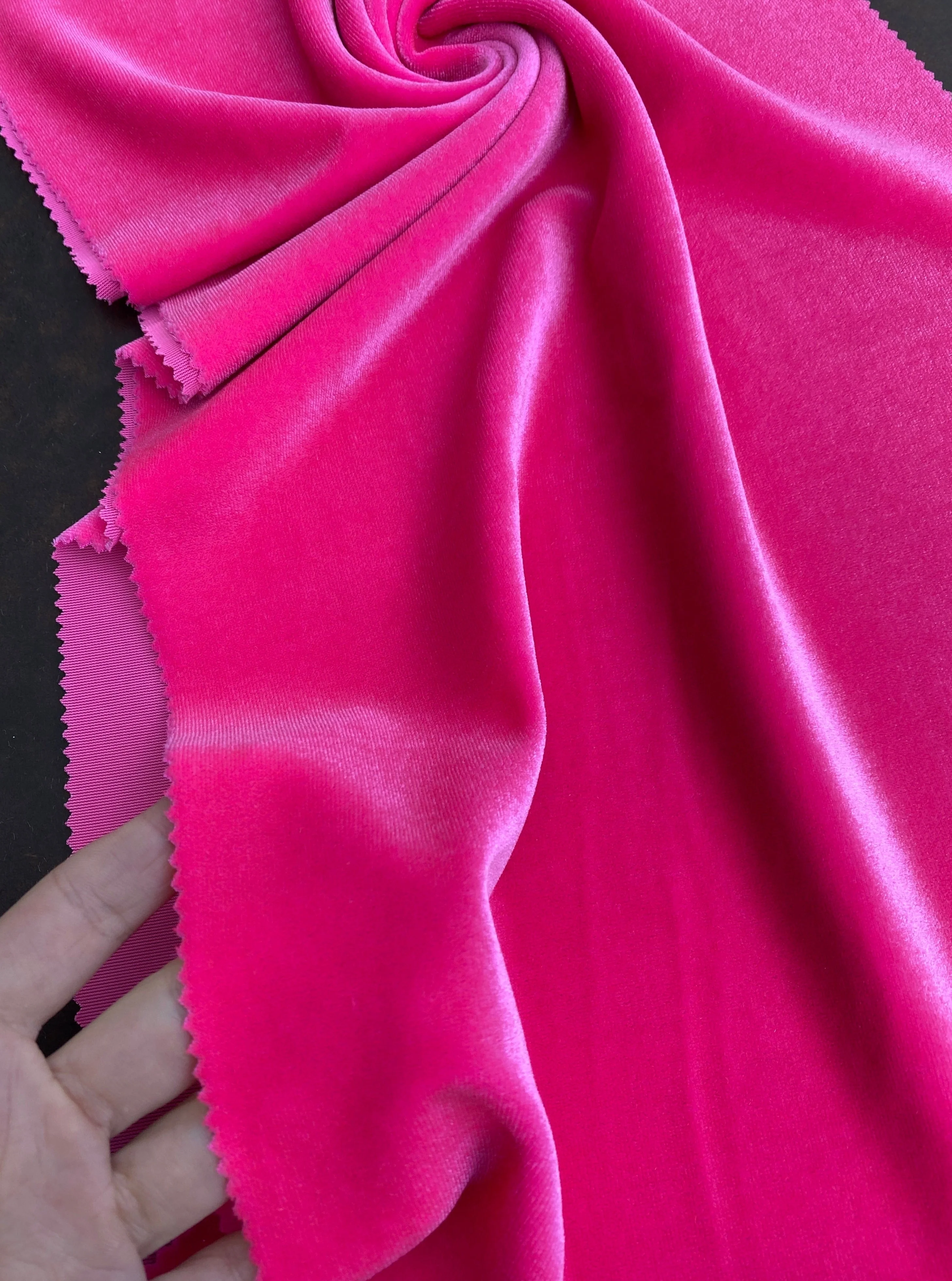 Neon Pink Stretch Velvet - Image 3