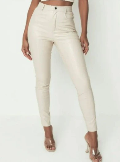 Off White Stretch Faux Leather - Image 3