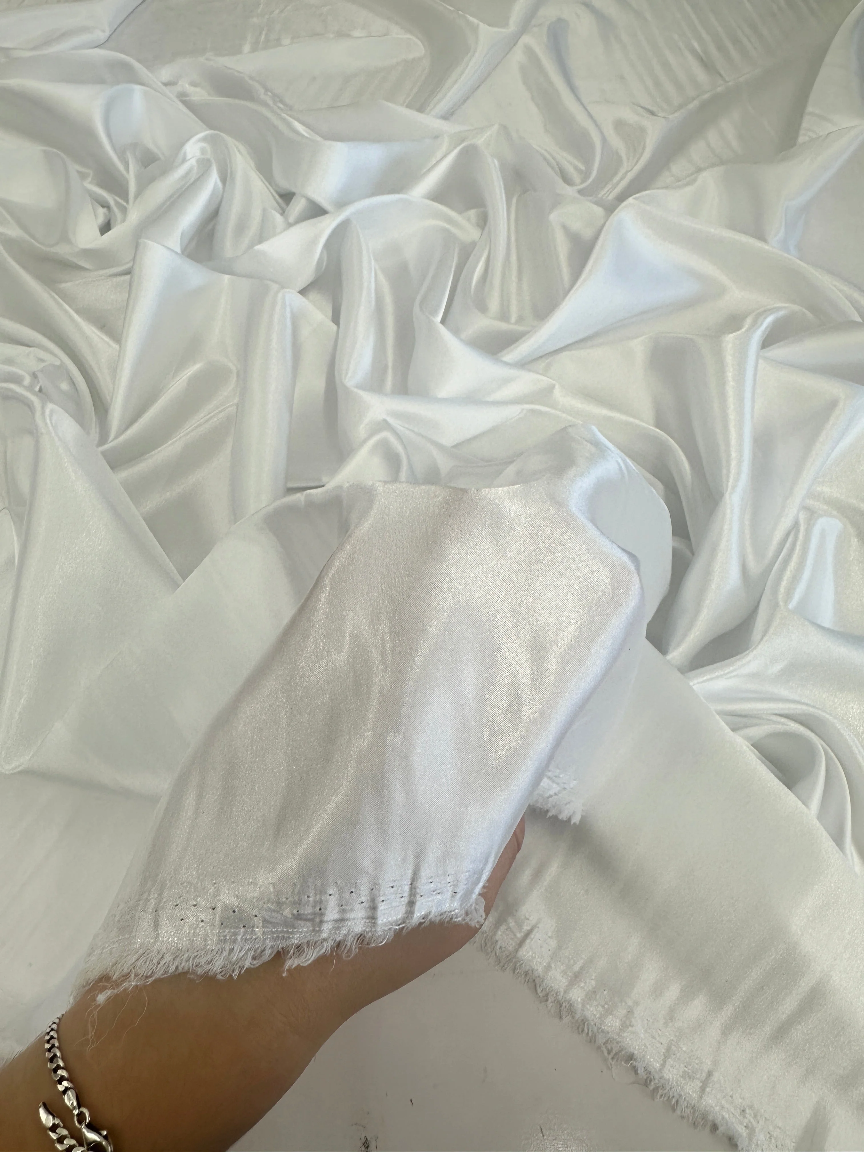 Off White Luxury Silky Stretch Satin - Image 11