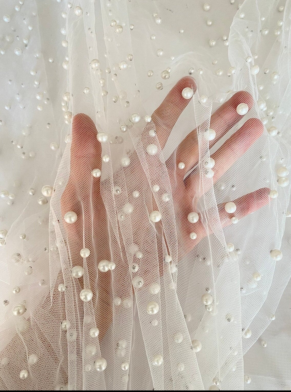 Off White Pearl Tulle