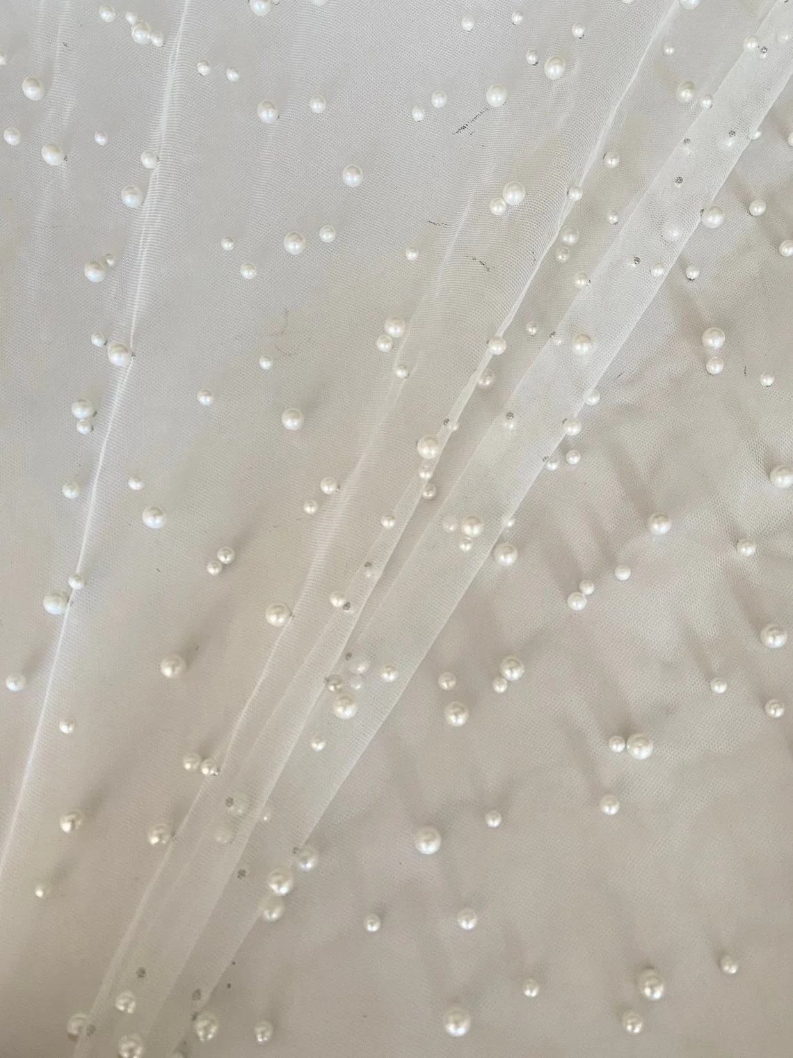 Off White Pearl Tulle - Image 4
