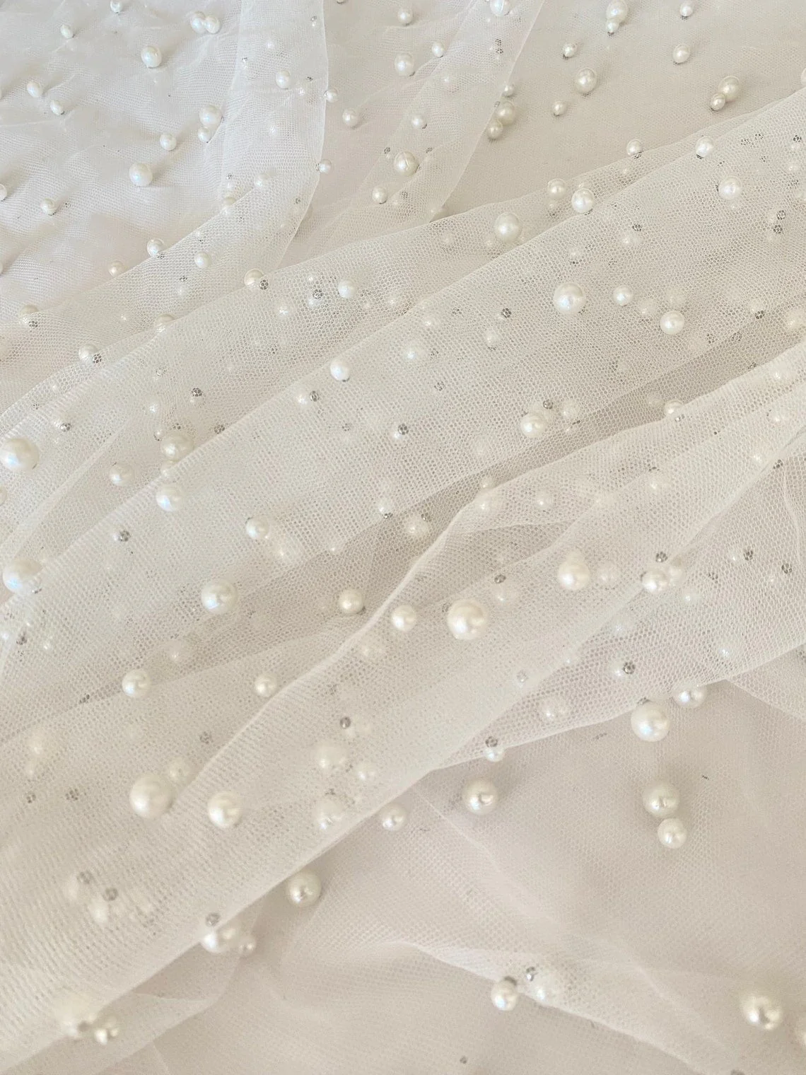 Off White Pearl Tulle - Image 5