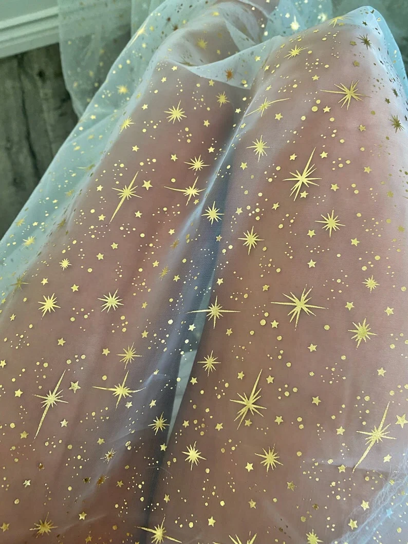 Gold Shooting Star Organza