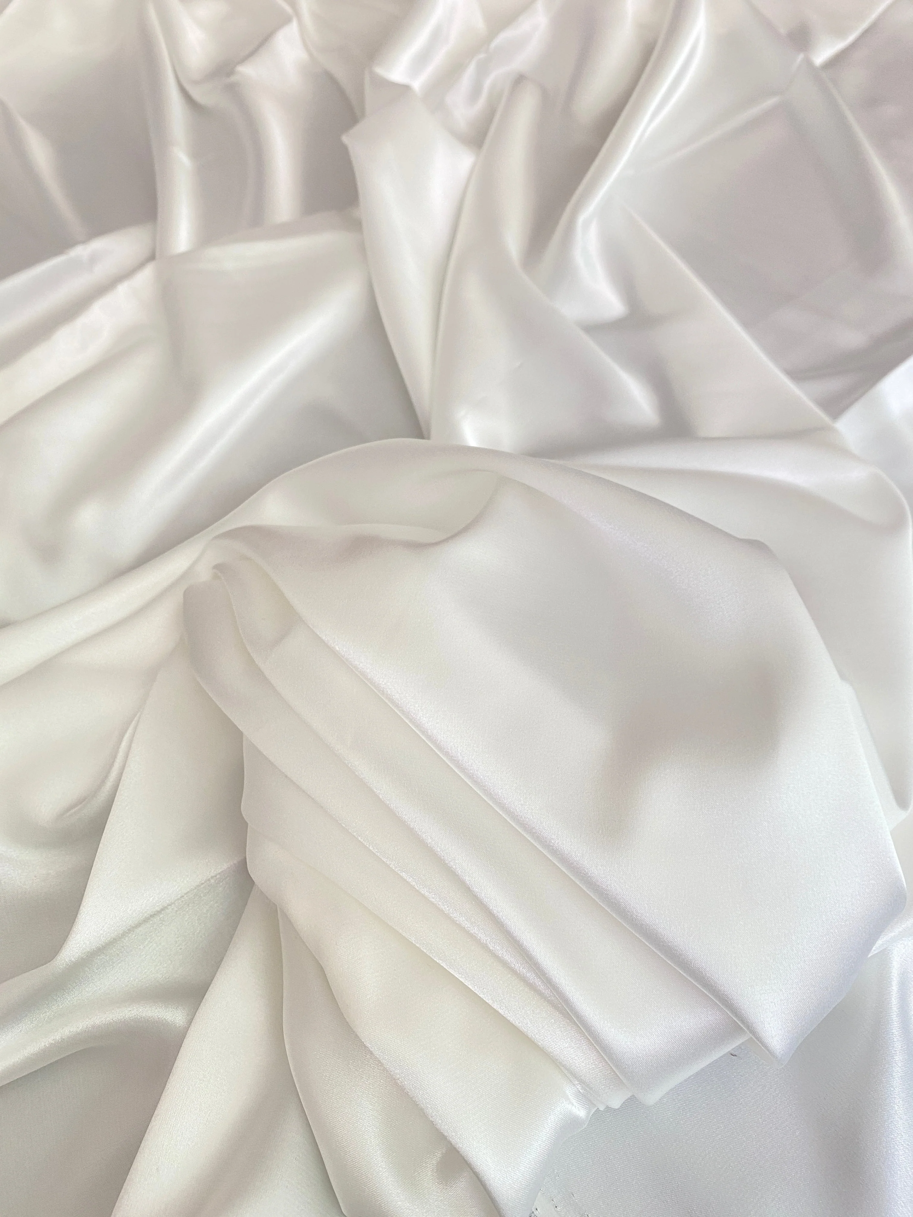 Off White Silky Stretch Satin - Image 4