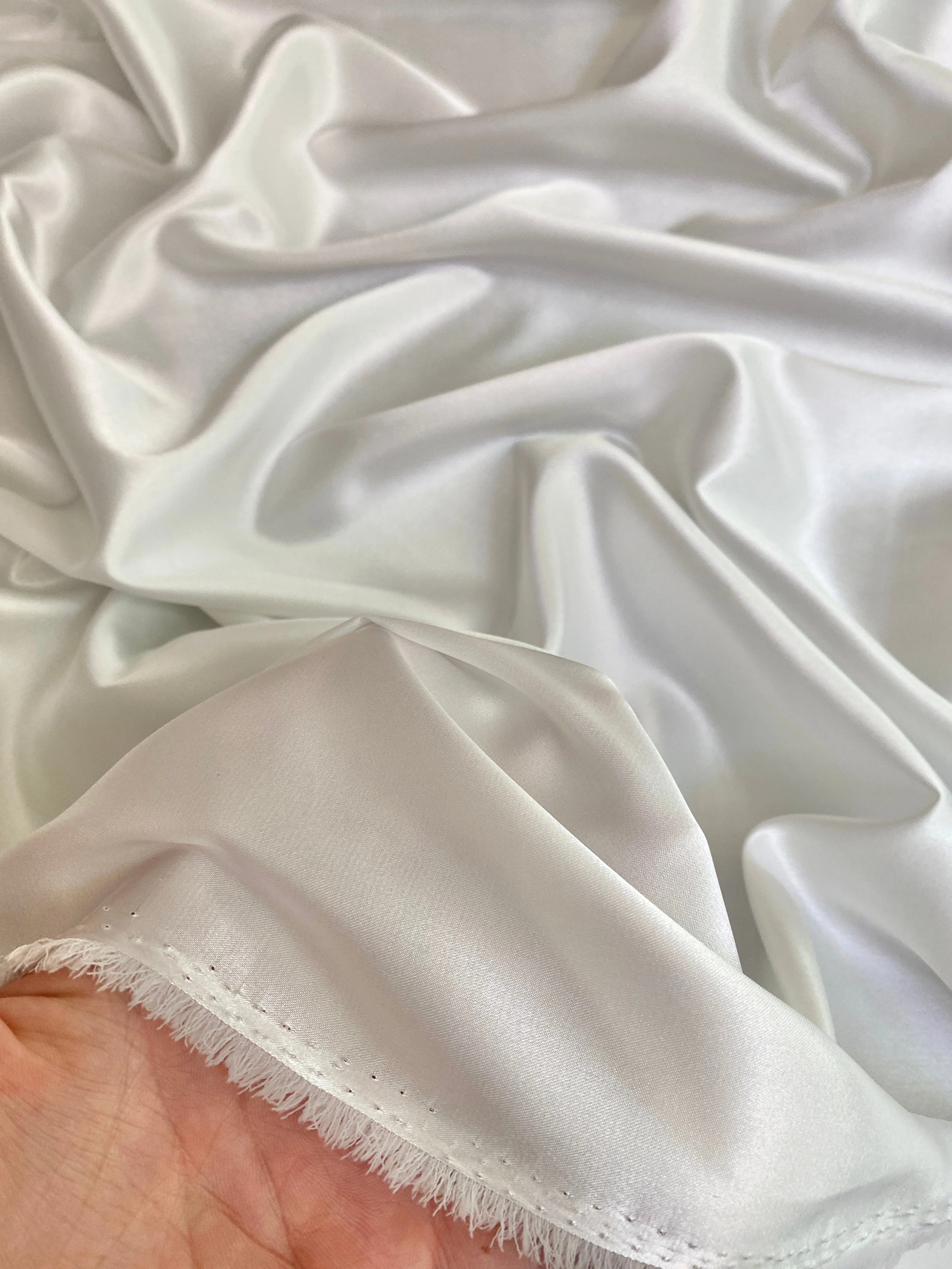 Off White Silky Stretch Satin - Image 6