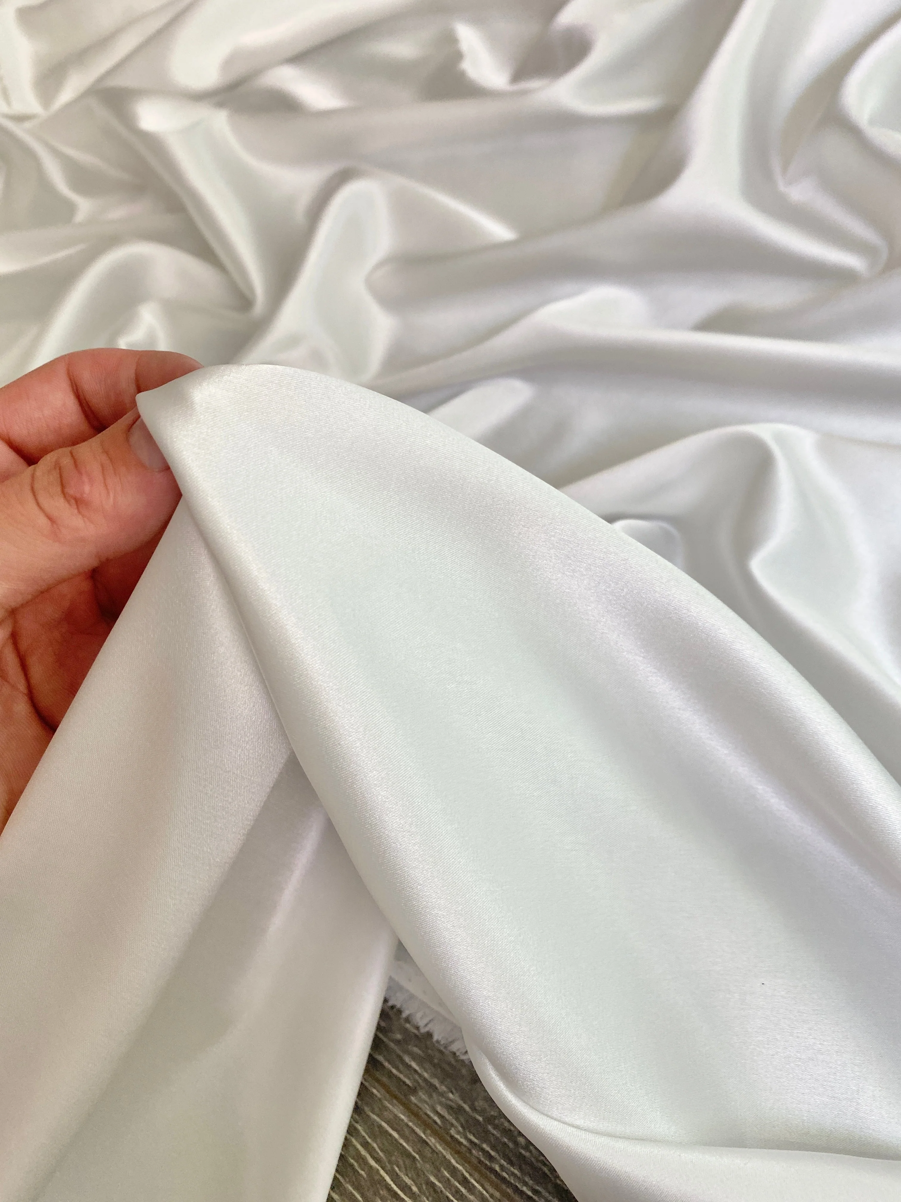 Off White Silky Stretch Satin - Image 8