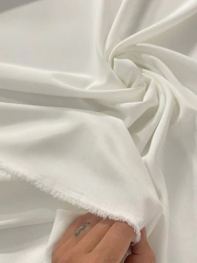 Off White Stretch Crepe - Image 3