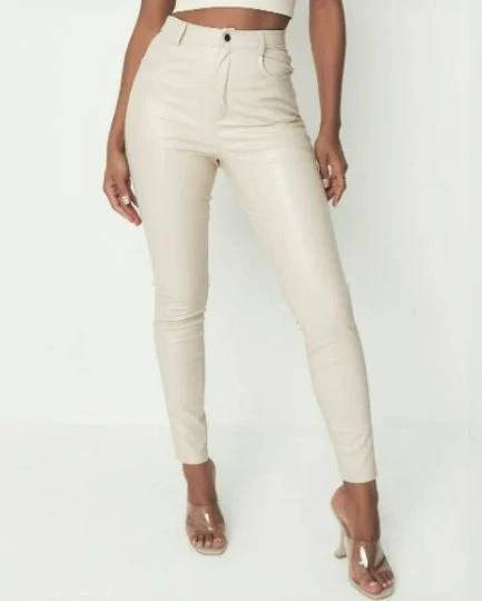 Off White Stretch Faux Leather - Image 4