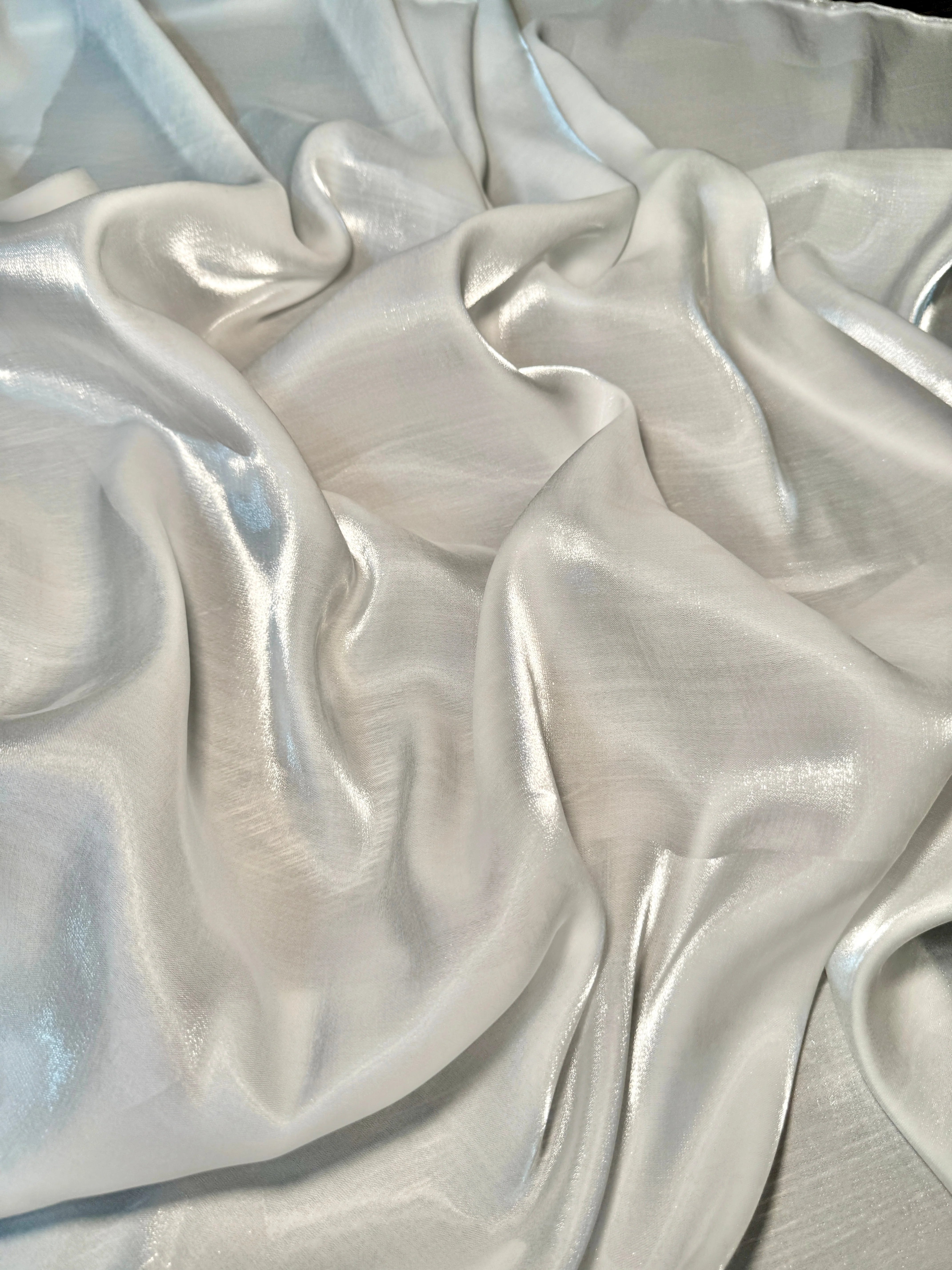 Off White Water Liquid Shimmery Chiffon