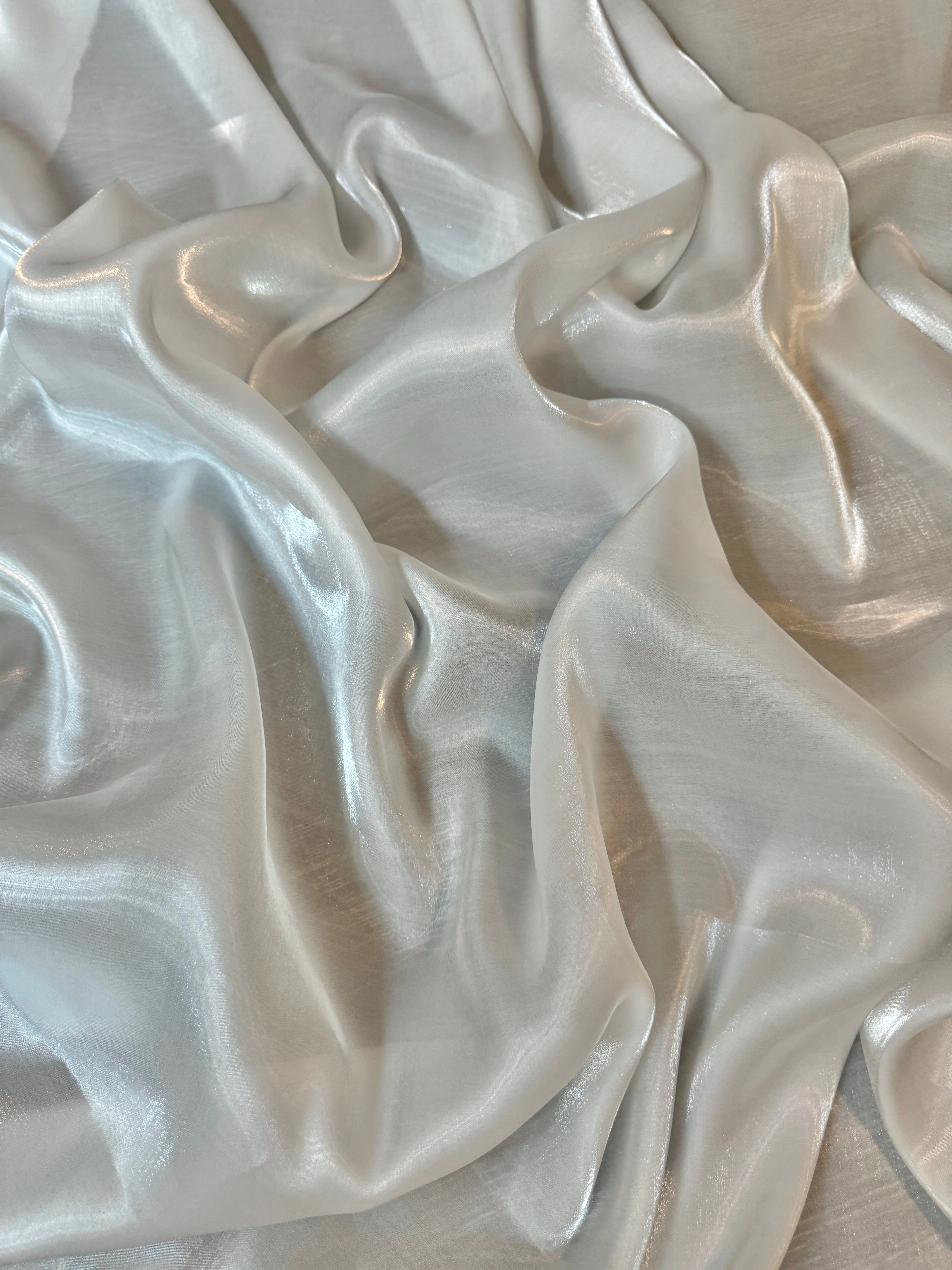 Off White Water Liquid Shimmery Chiffon - Image 4