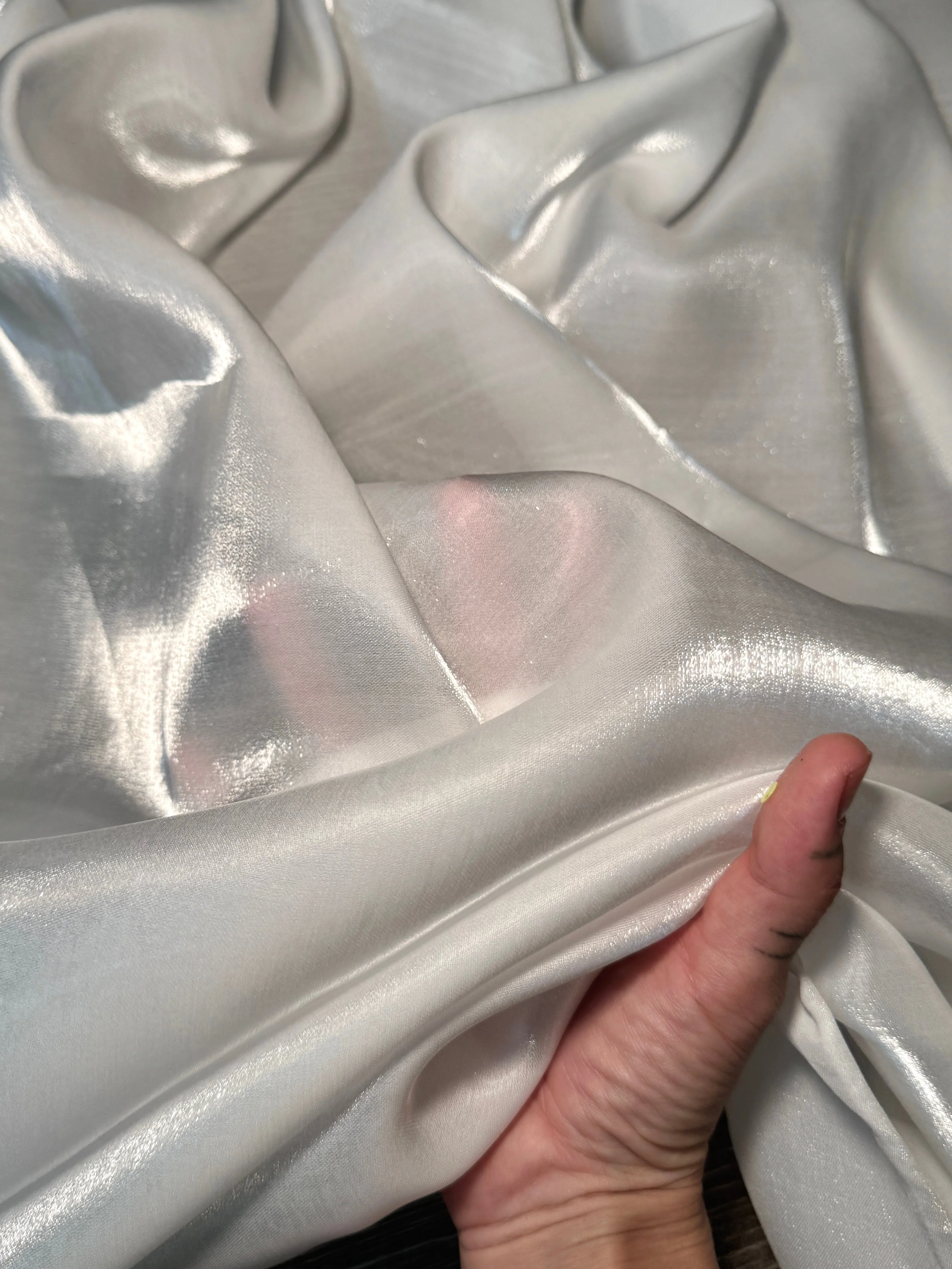 Off White Water Liquid Shimmery Chiffon - Image 7