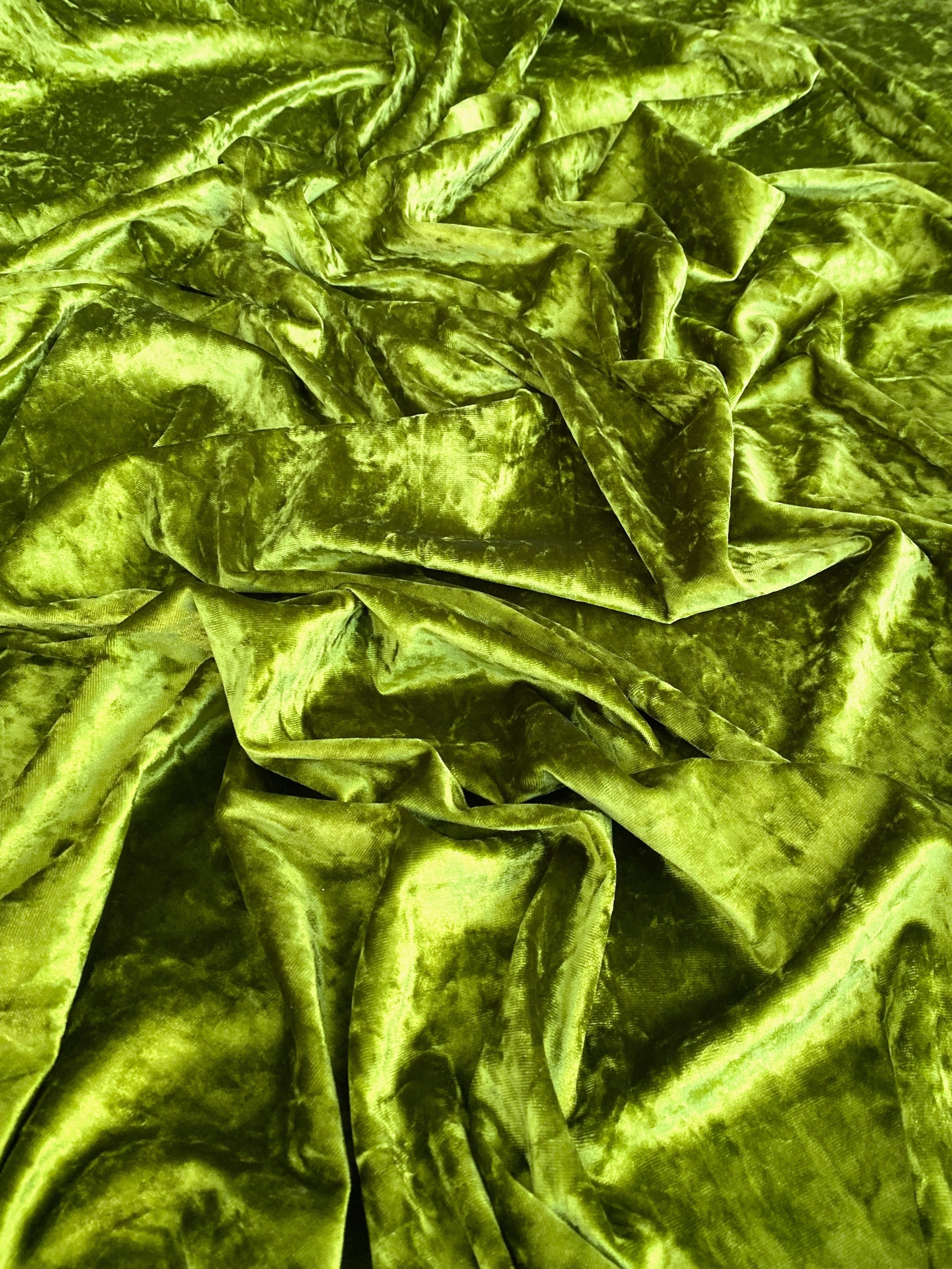 Olive Stretch Crushed Velvet - Image 10