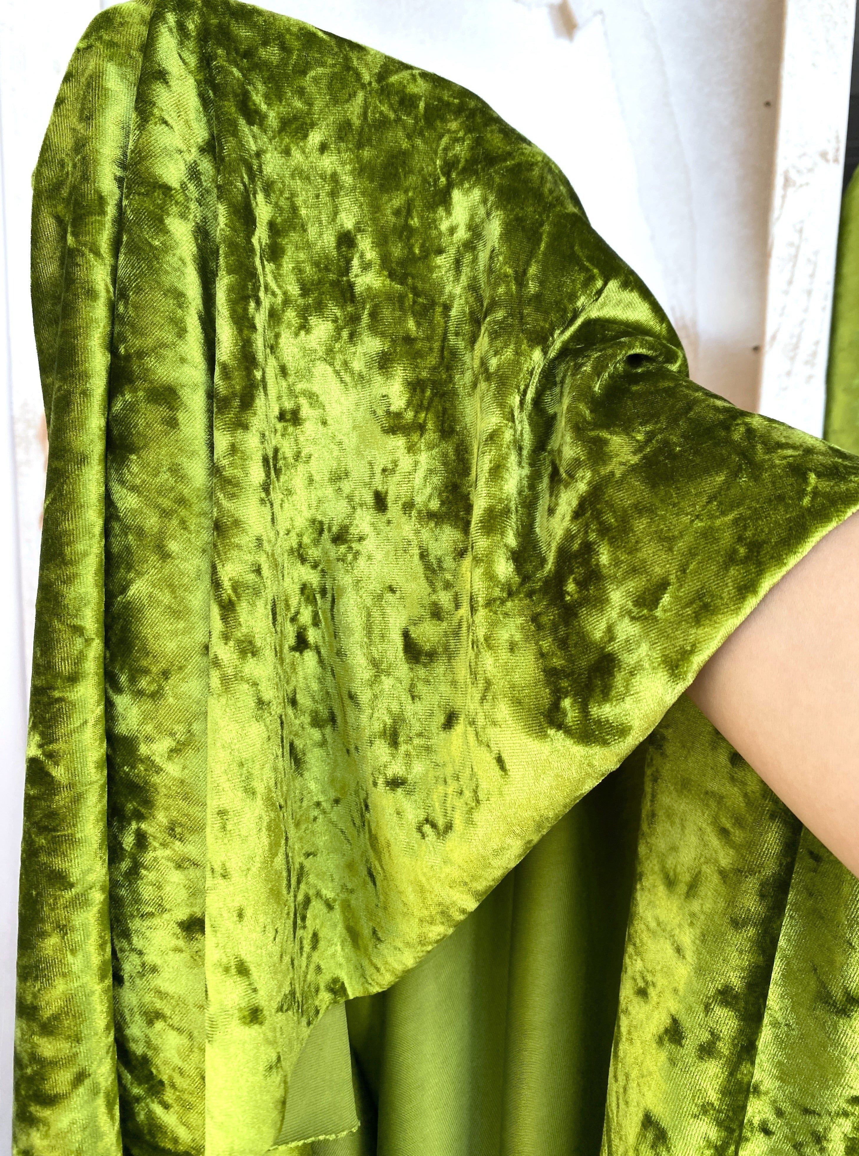 Olive Stretch Crushed Velvet - Image 4