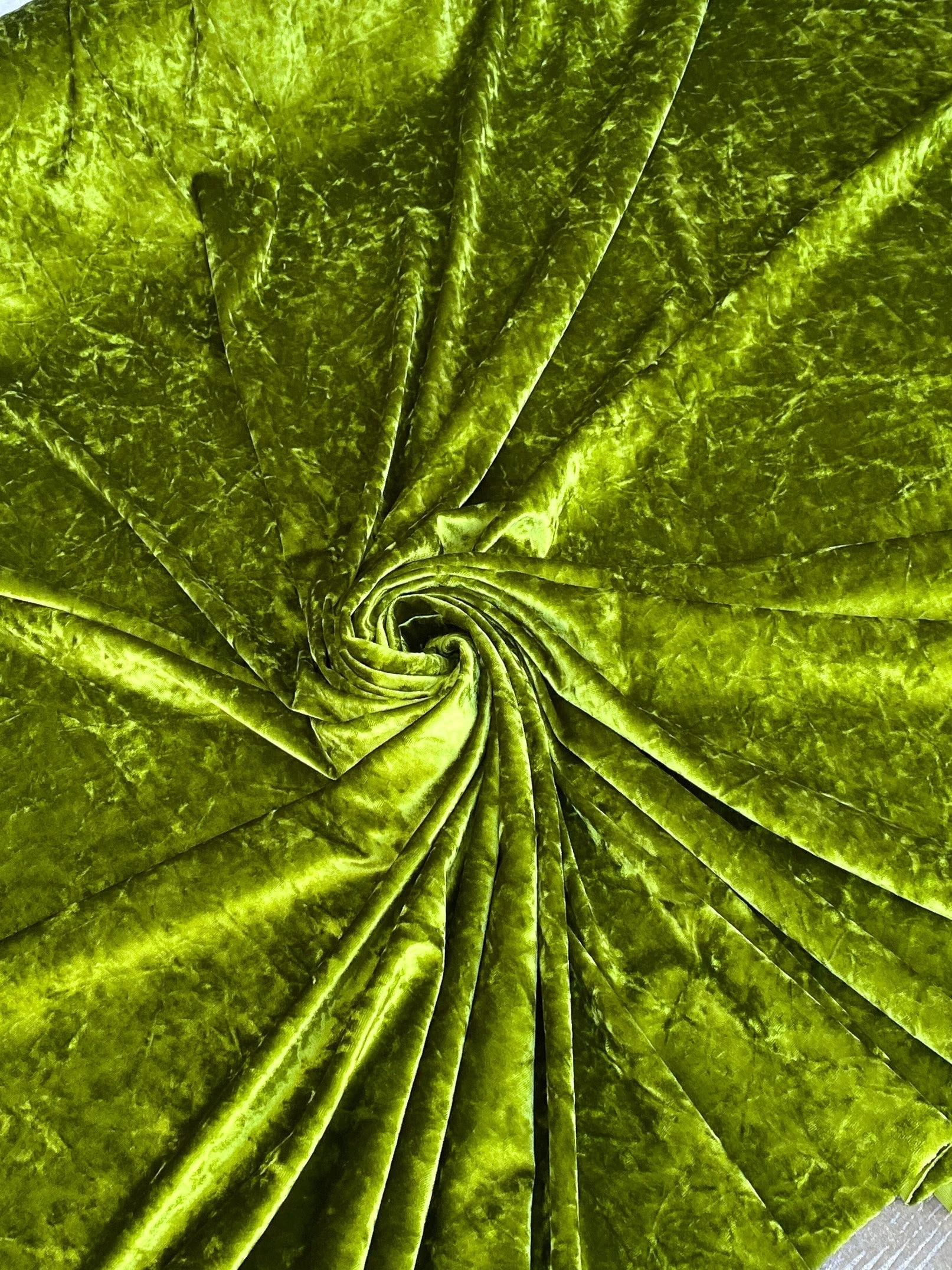 Olive Stretch Crushed Velvet - Image 6