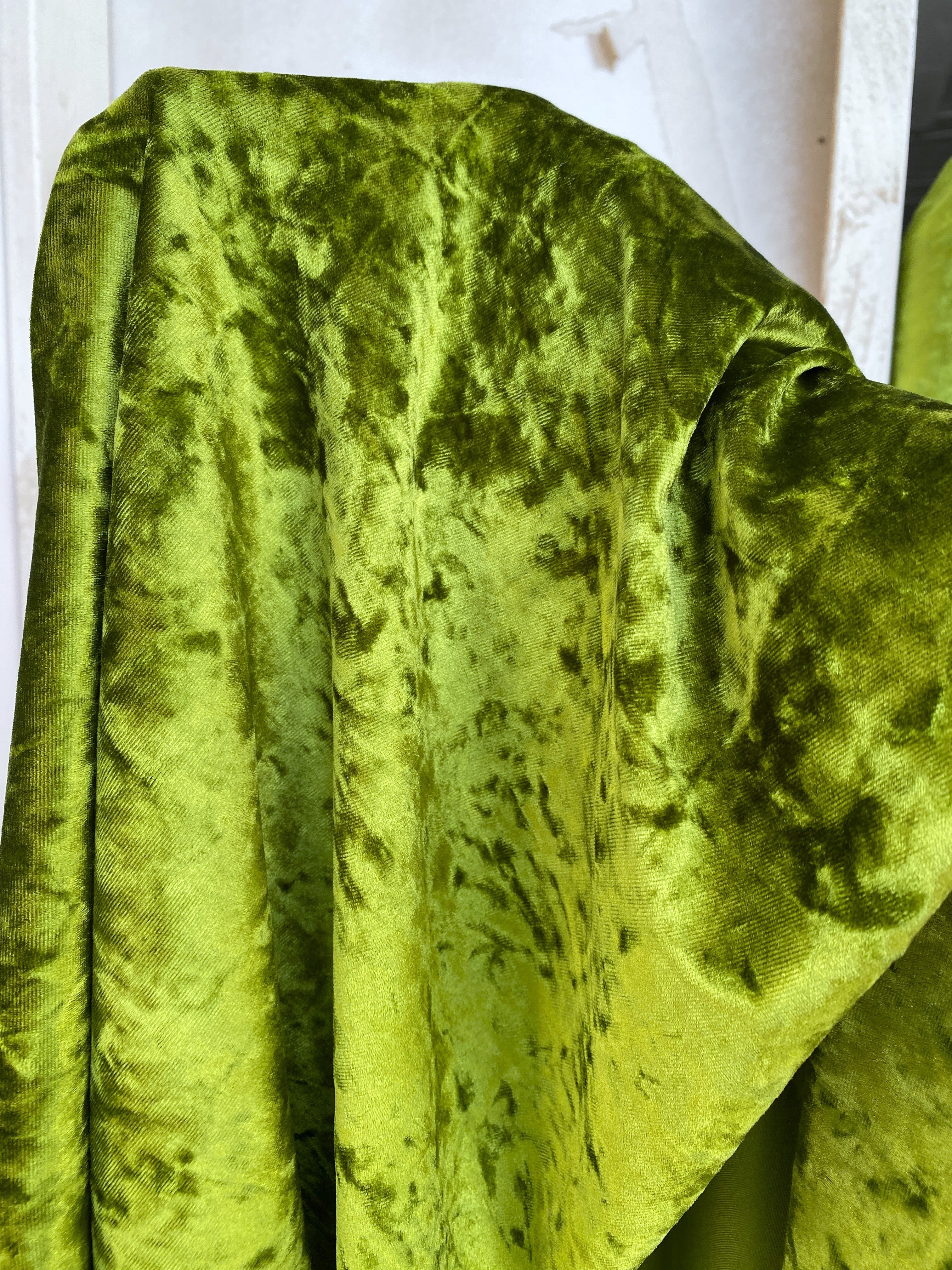 Olive Stretch Crushed Velvet - Image 9