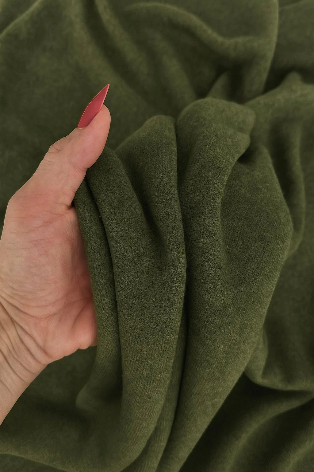 Olive Green Ultra Soft Faux Cashmere - Image 2