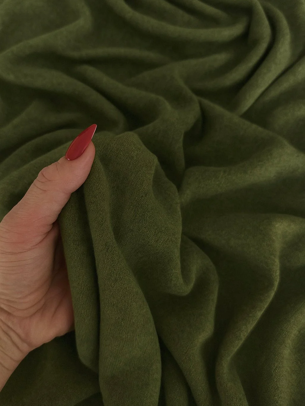 Olive Green Ultra Soft Faux Cashmere - Image 3