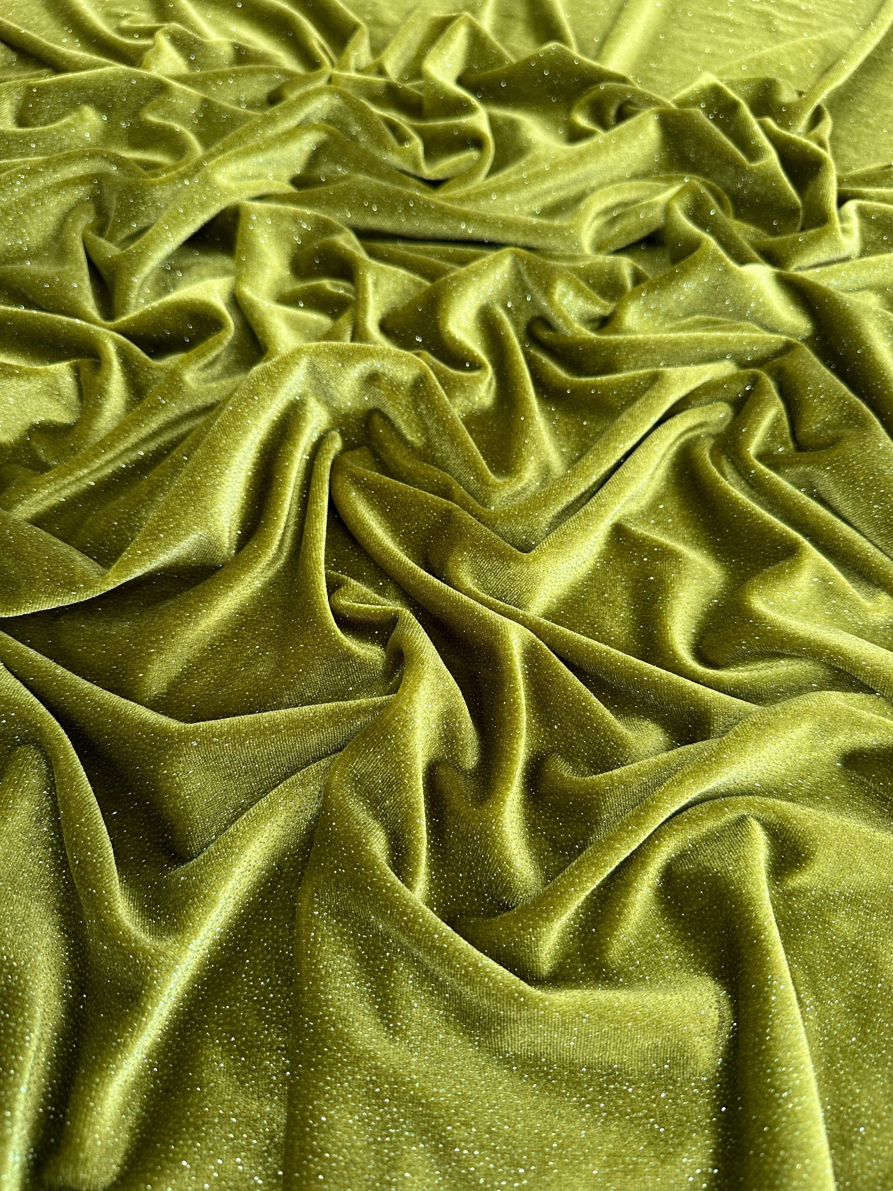 Olive Shimmery Stretch Velvet
