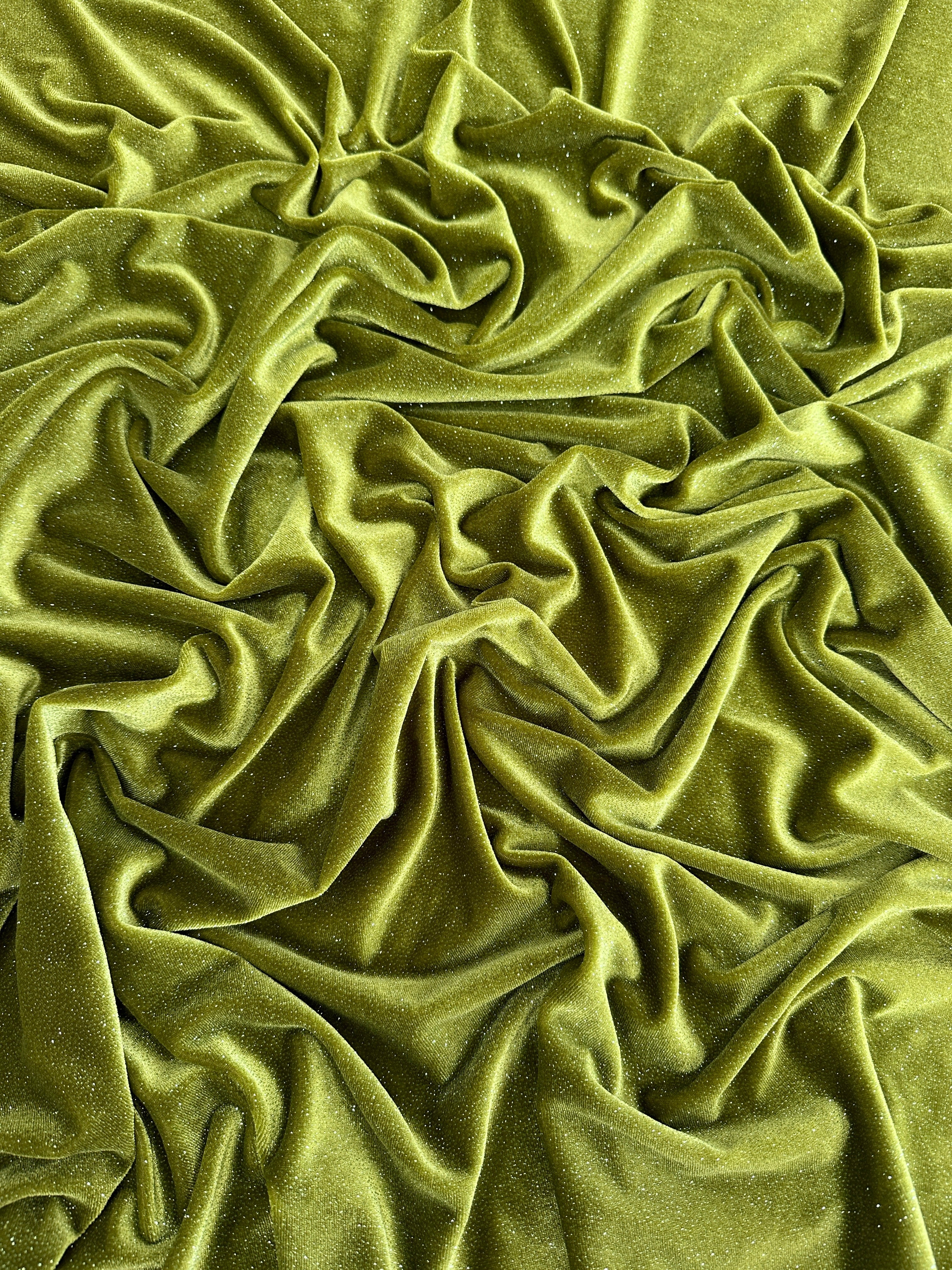 Olive Shimmery Stretch Velvet - Image 3