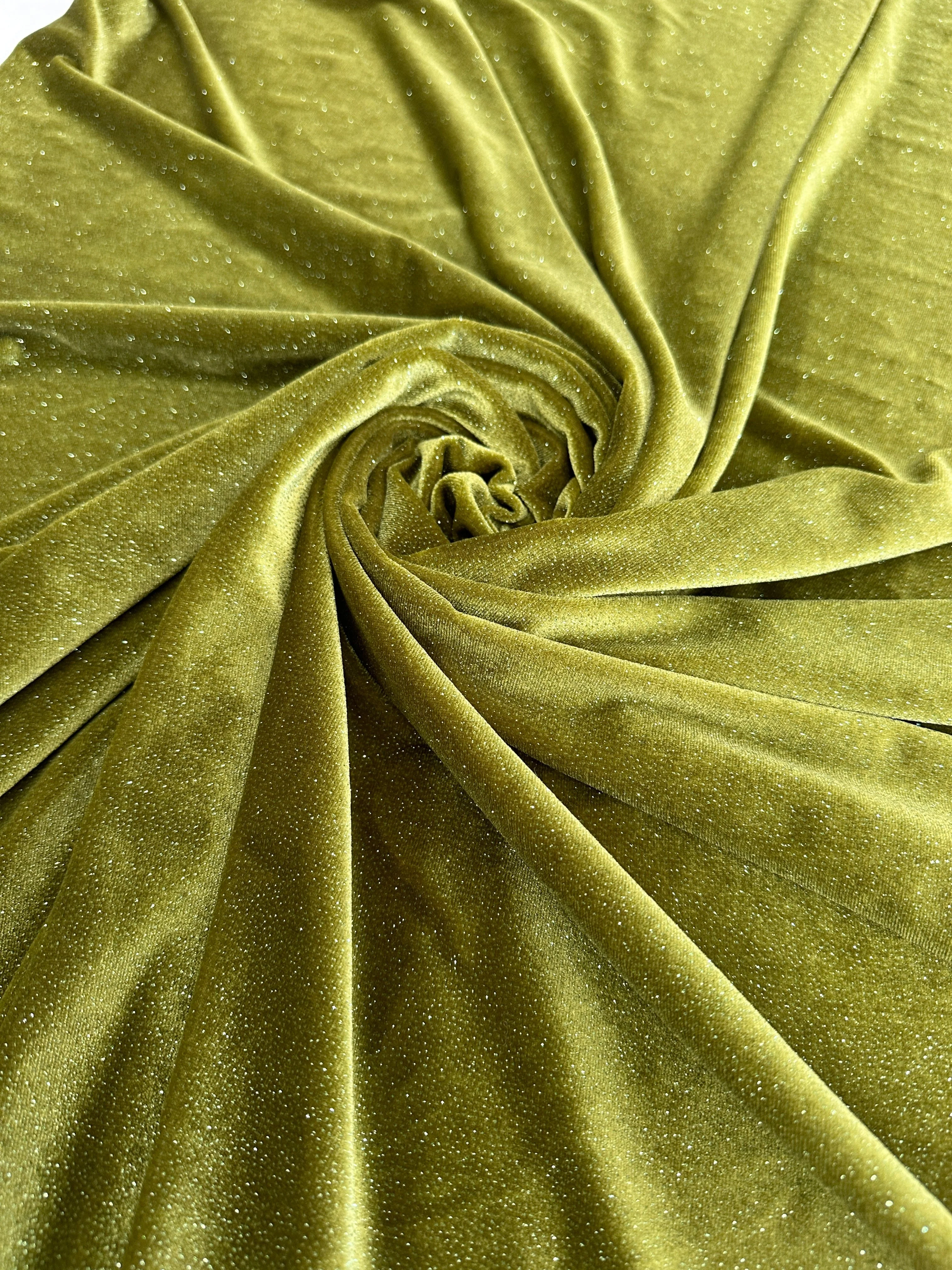 Olive Shimmery Stretch Velvet - Image 6