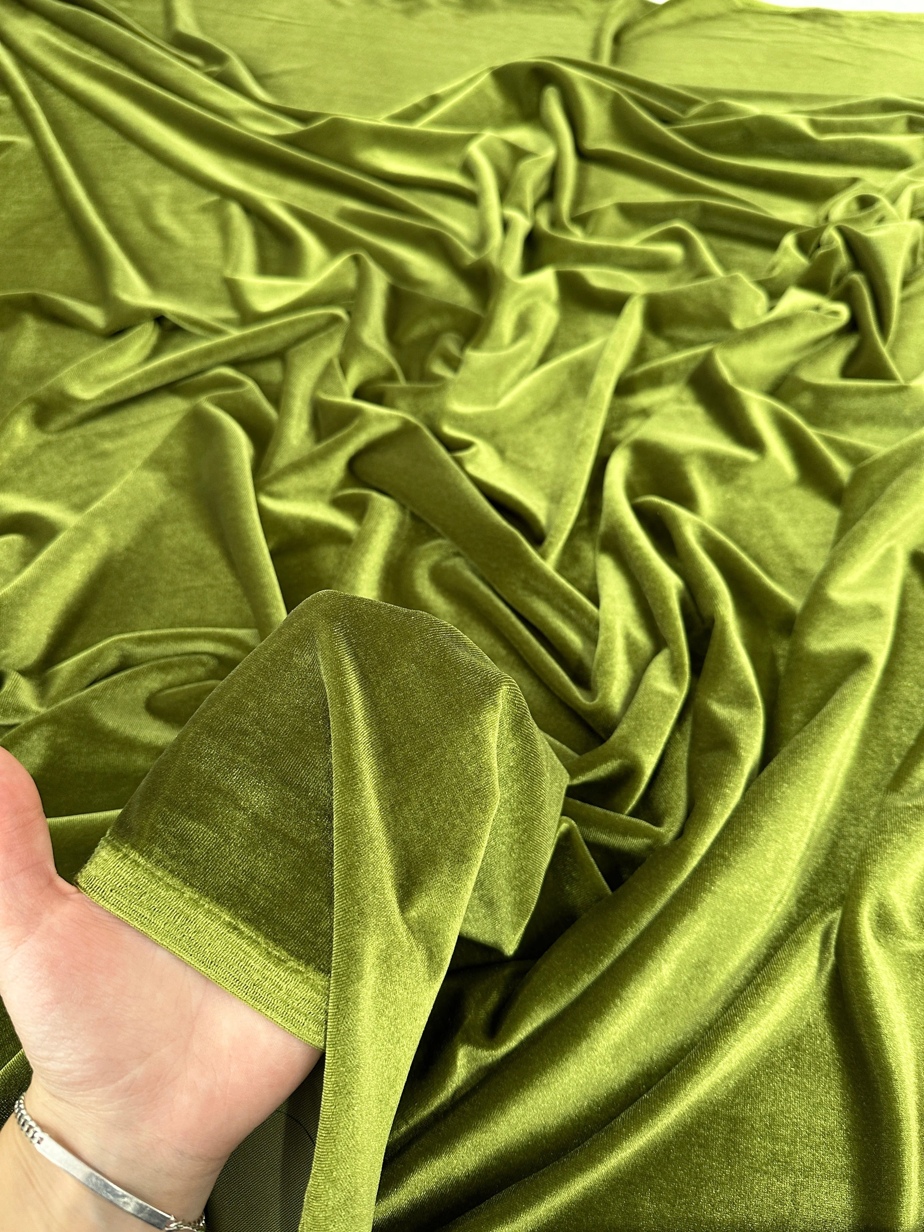Olive Stretch Velvet - Image 5