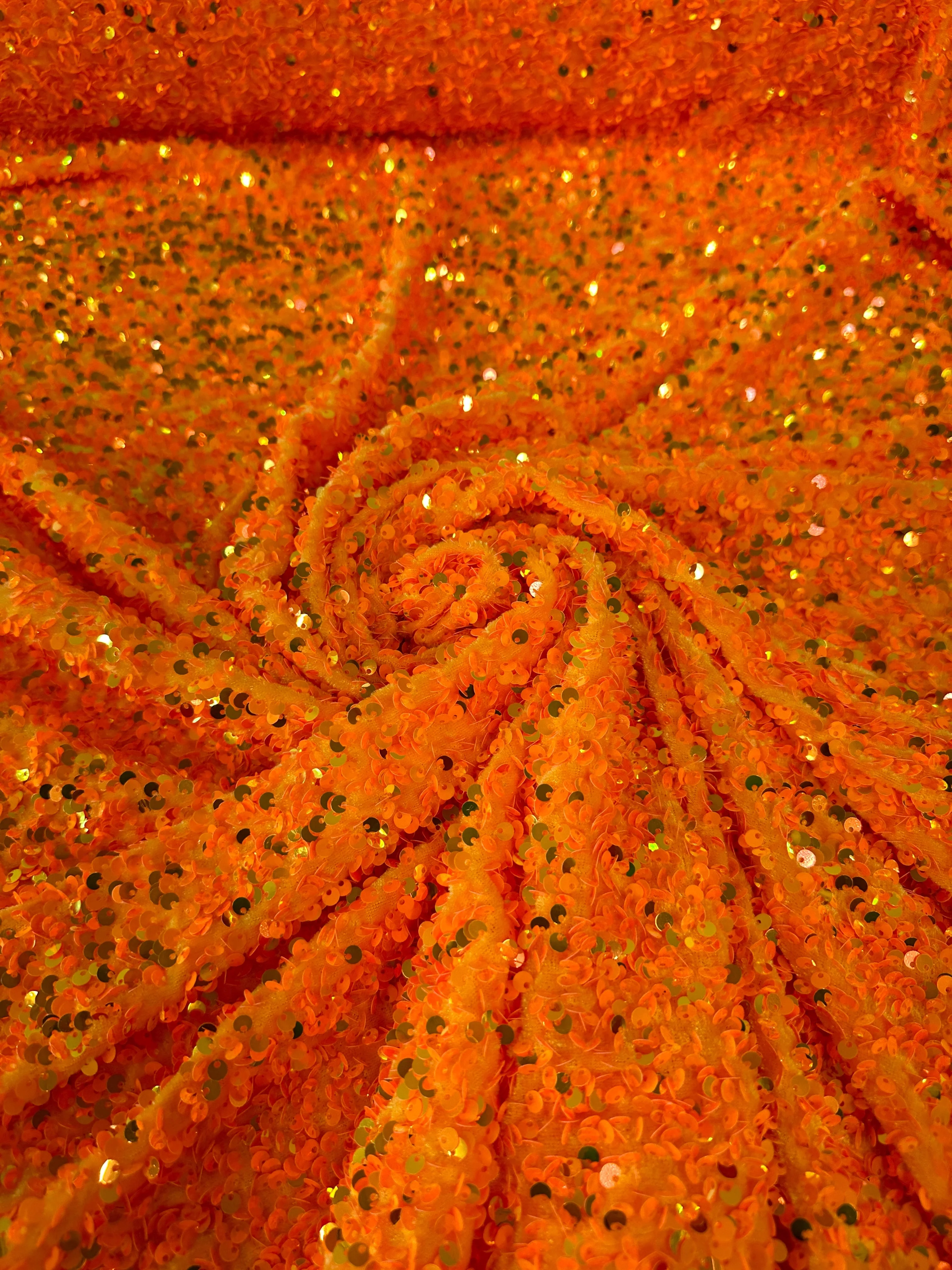 Orange Sequin on Velvet
