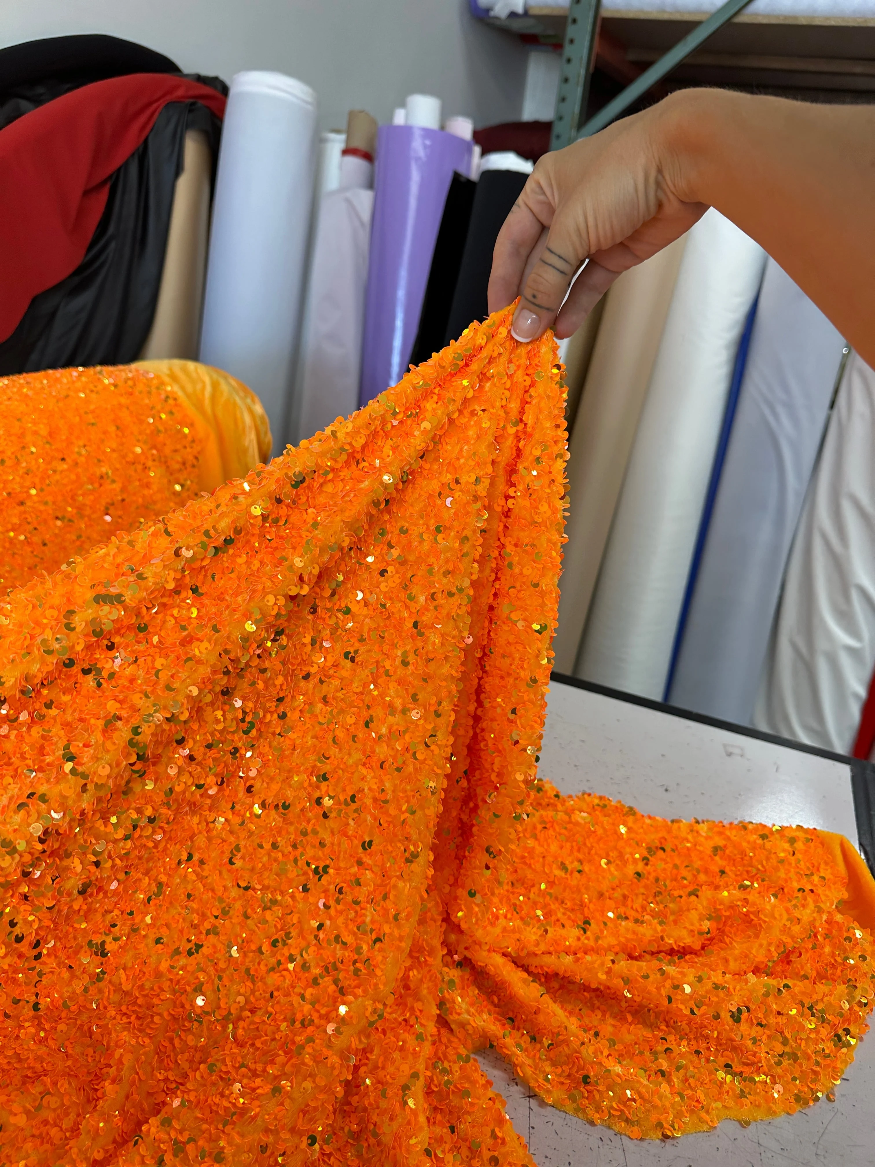 Orange Sequin on Velvet - Image 8
