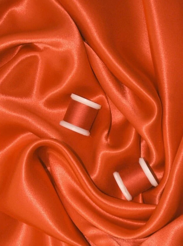 Orange Silky Stretch Satin - Image 4