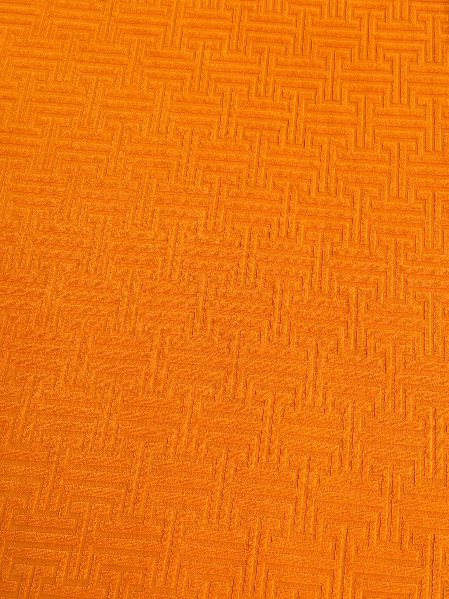 Orange Textured Geometric Pattern Jersey Knit - Image 3