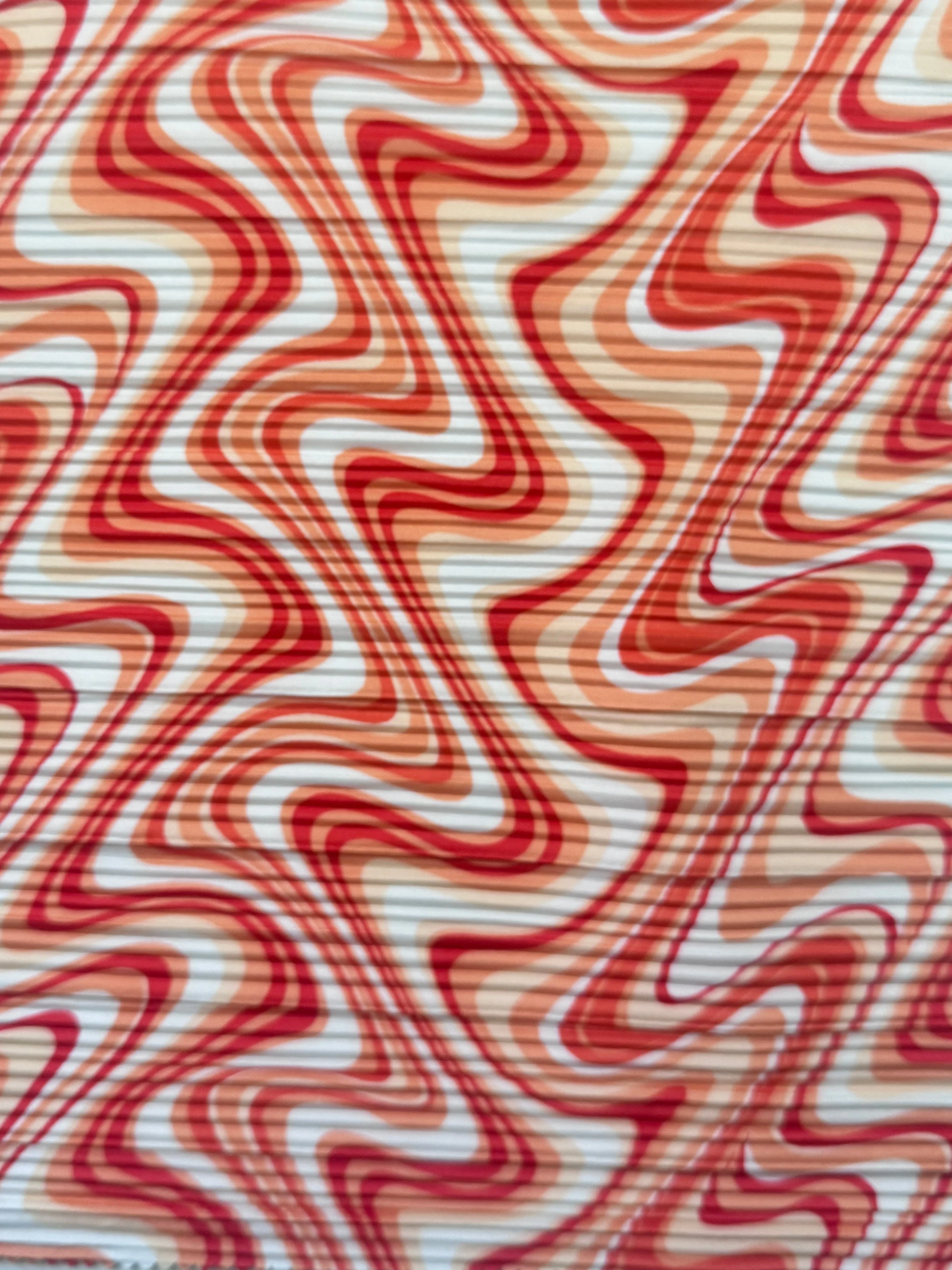 Orange Wave Print Pleated Knit - Image 4