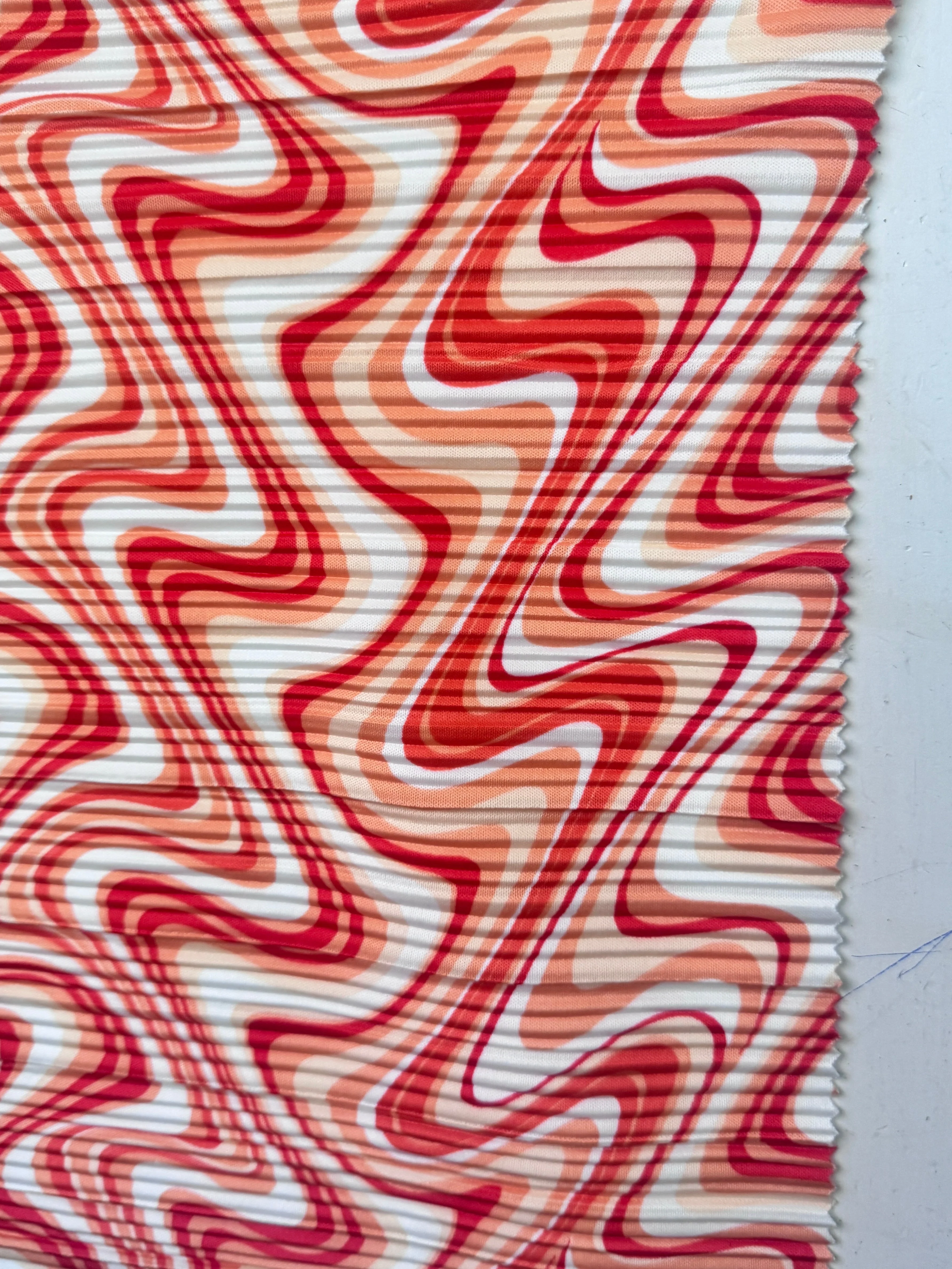 Orange Wave Print Pleated Knit - Image 5
